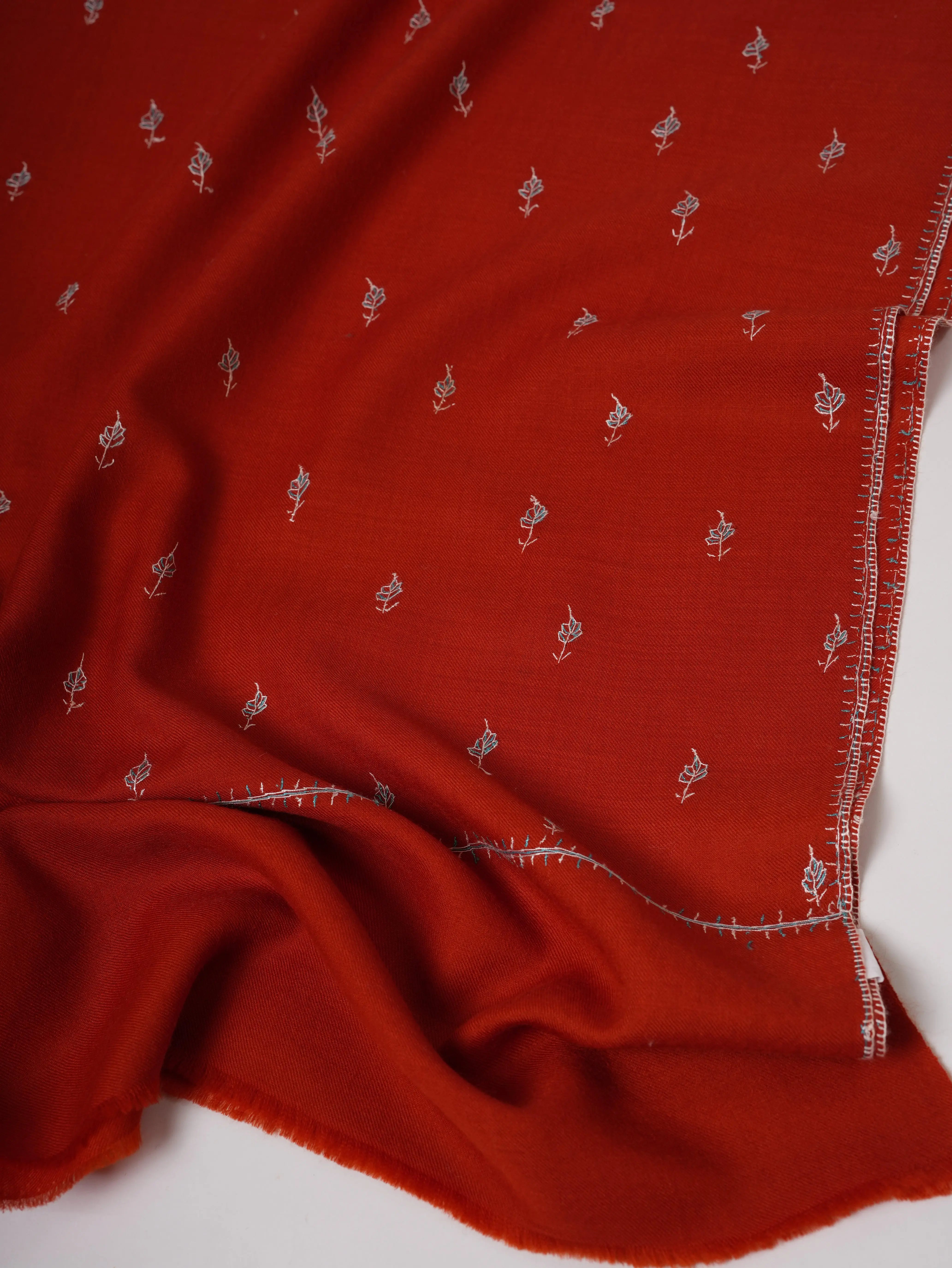 Hand Embroidered Kashmiri Fine Wool Mache Booti Motif Shawl Shahkaar