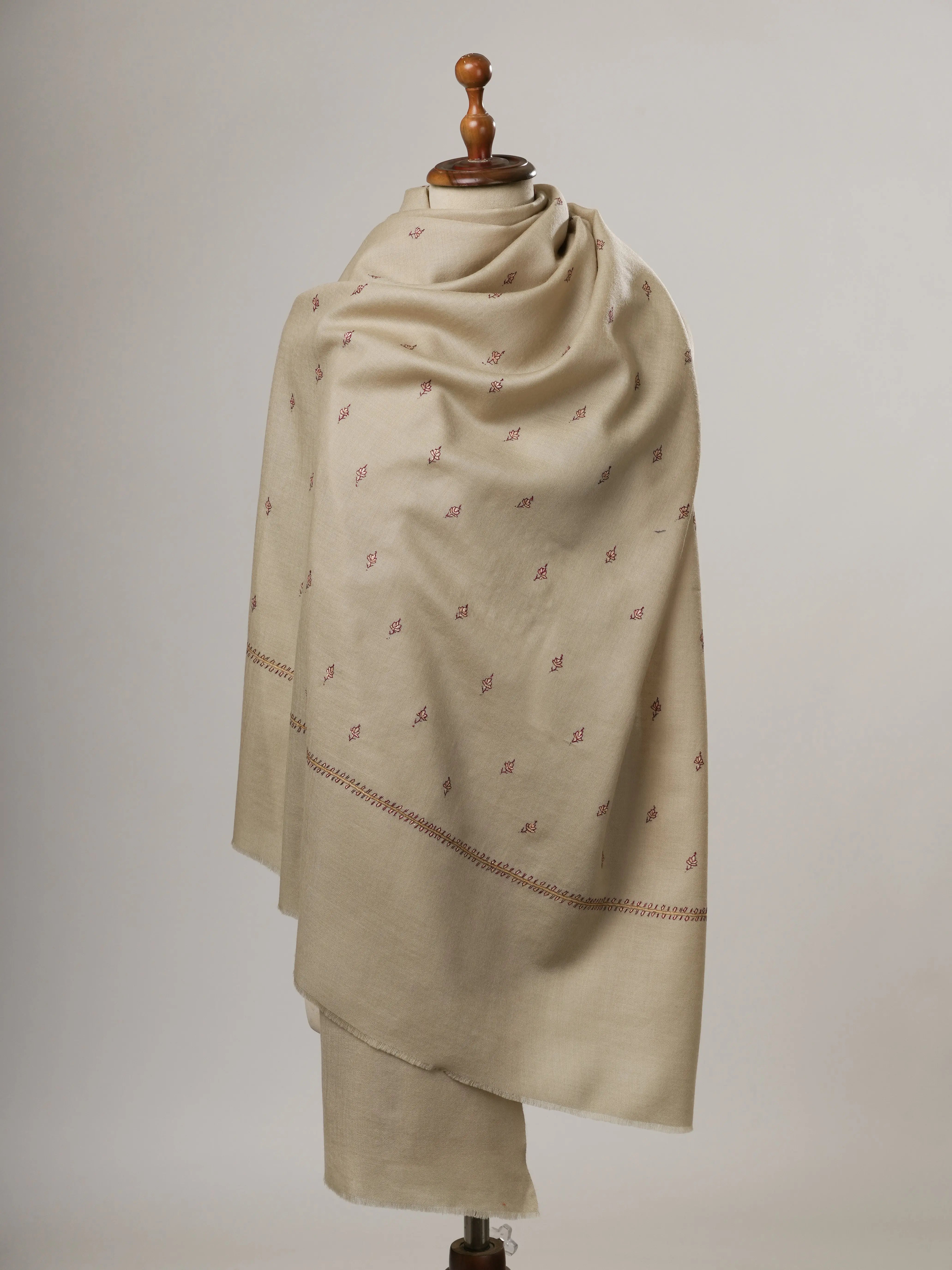 Hand Embroidered Fine Wool Soft Machie Booti Shawl Shahkaar