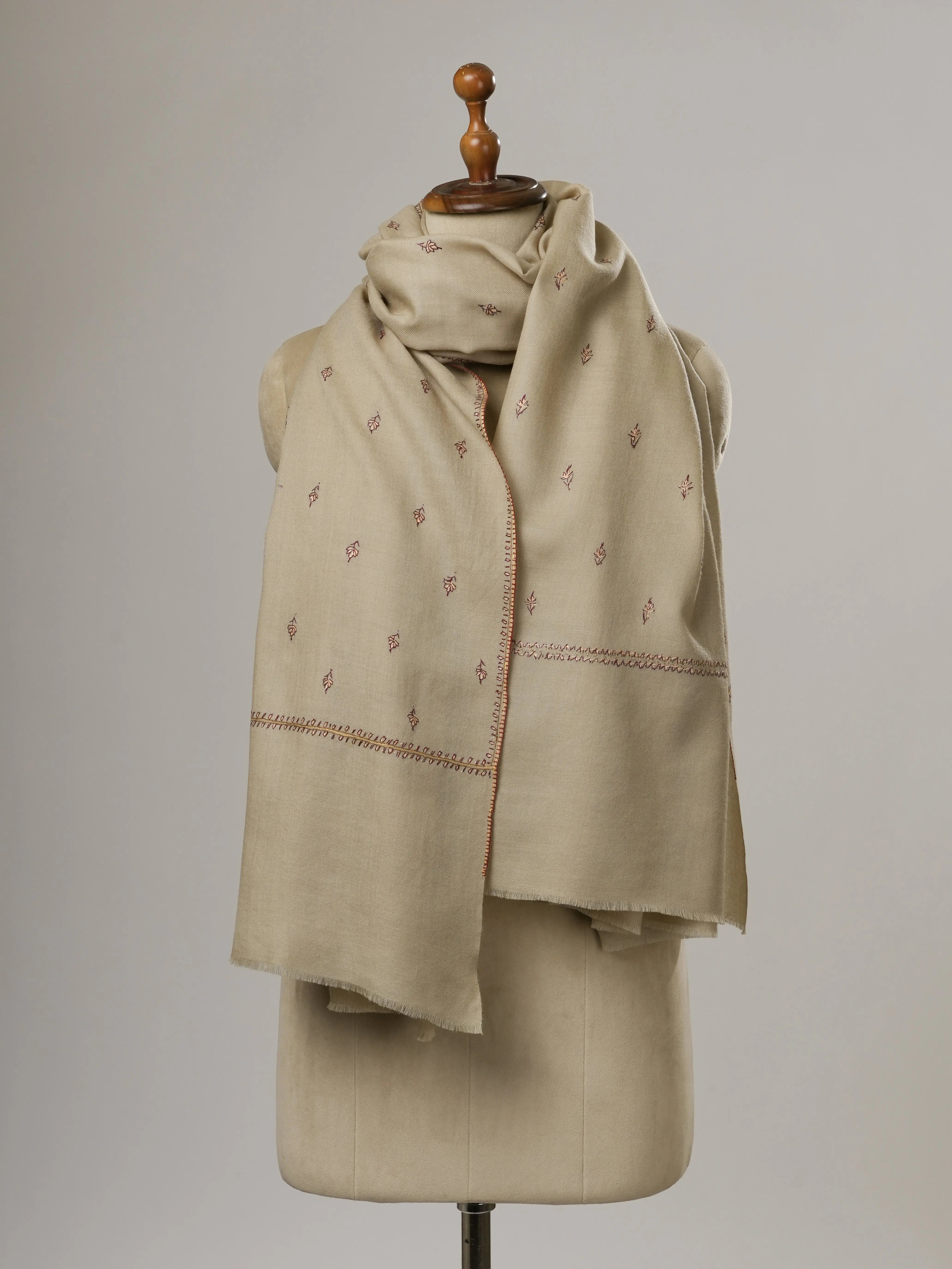 Hand Embroidered Fine Wool Soft Machie Booti Shawl Shahkaar