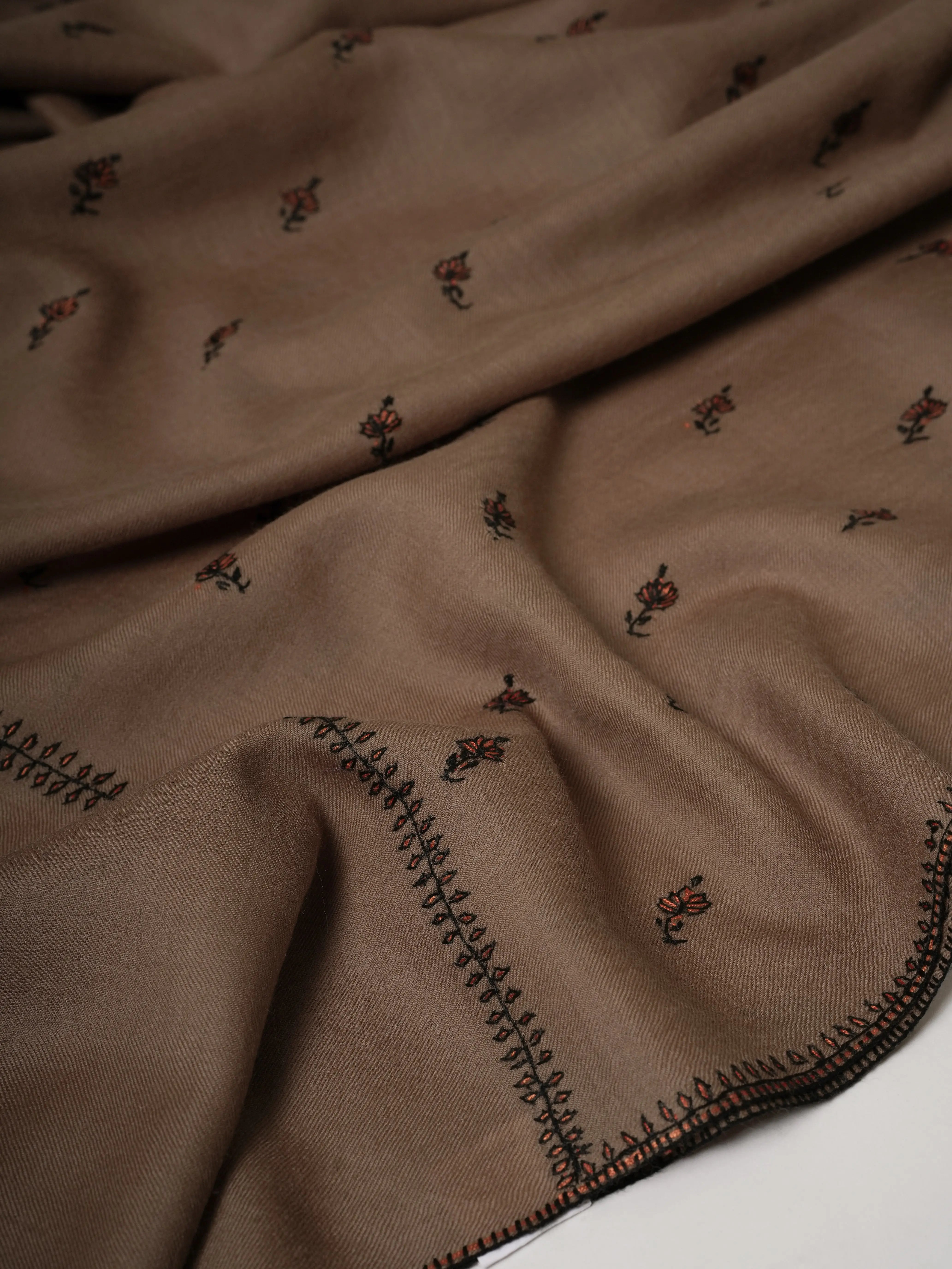 Hand Embroidered Fine Wool Soft Shawl with Machie Booti Shahkaar