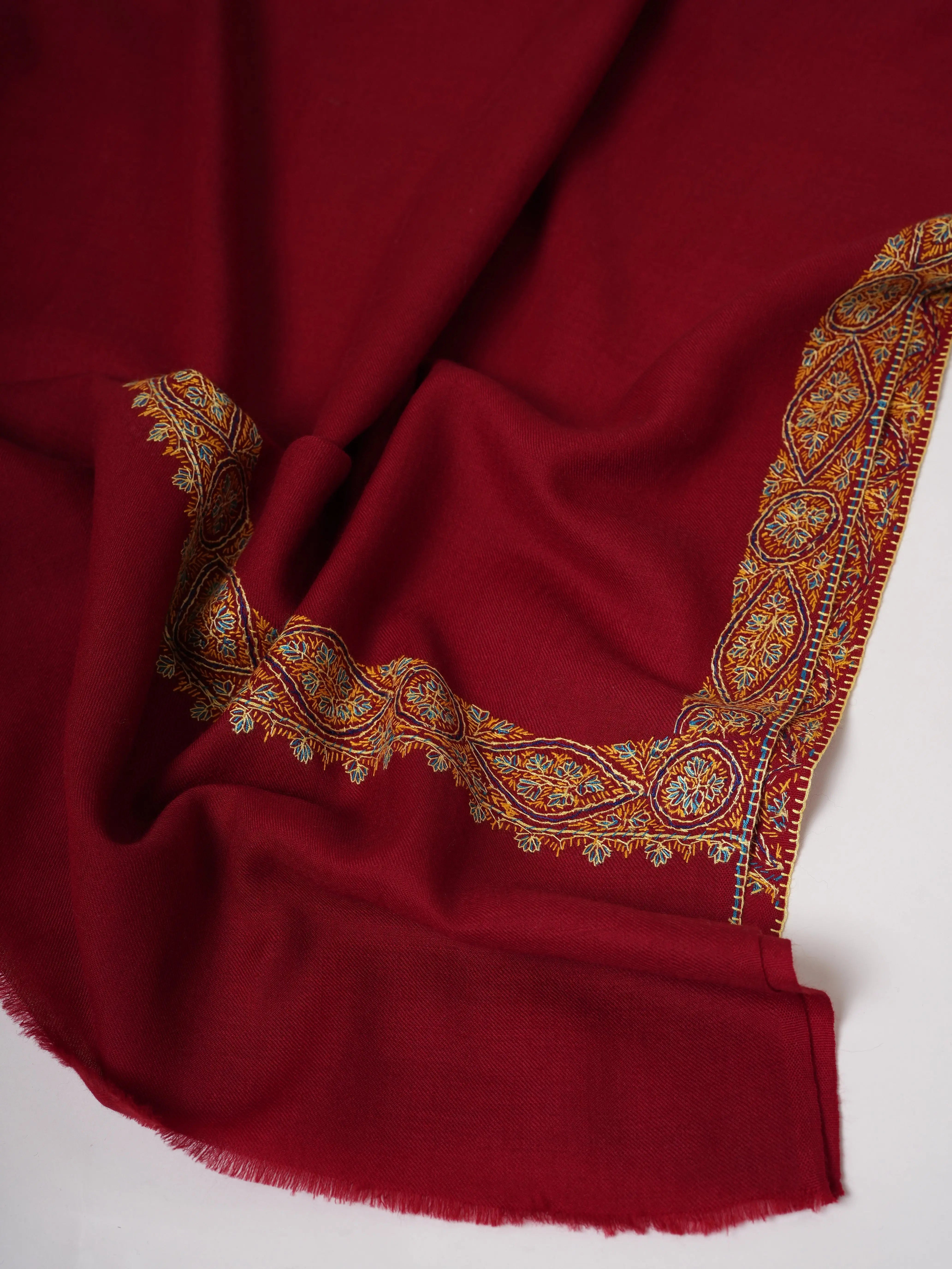 Artisan Made Fine Wool Shawl with Classic Neemdaur Handwork Shahkaar