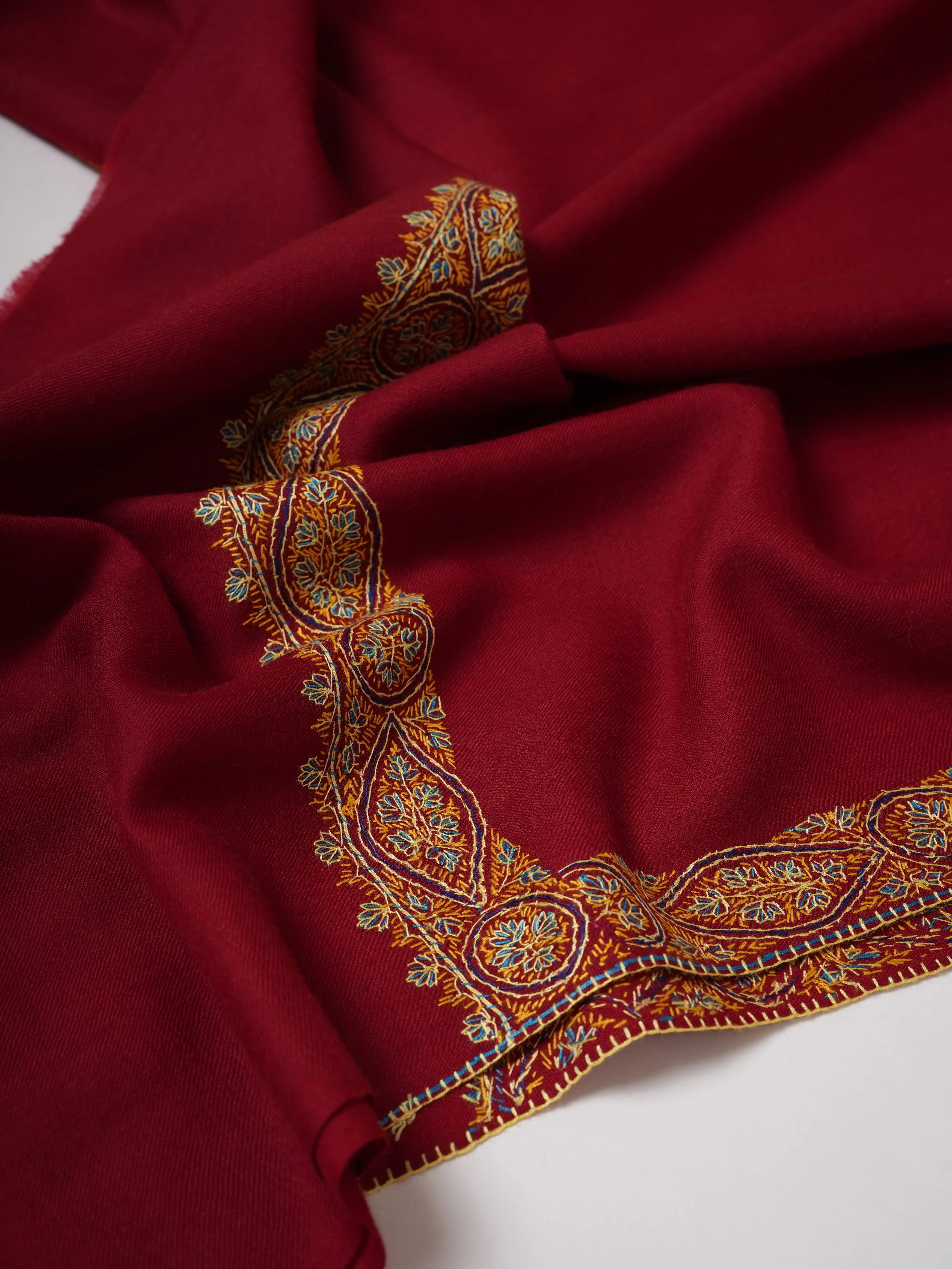 Artisan Made Fine Wool Shawl with Classic Neemdaur Handwork Shahkaar