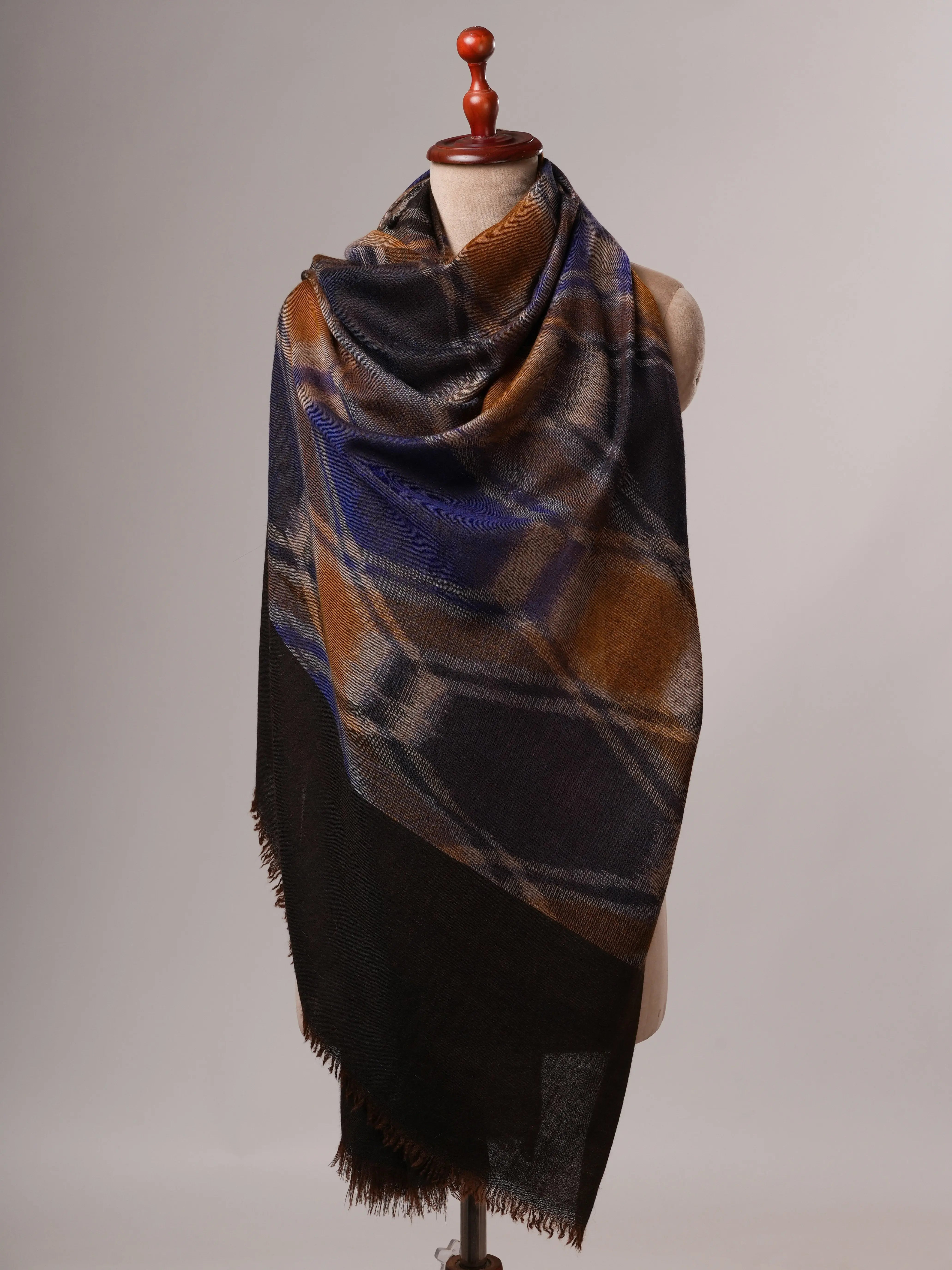 Authentic Handloomed Ikat Pure Pashmina Shawl Shahkaar