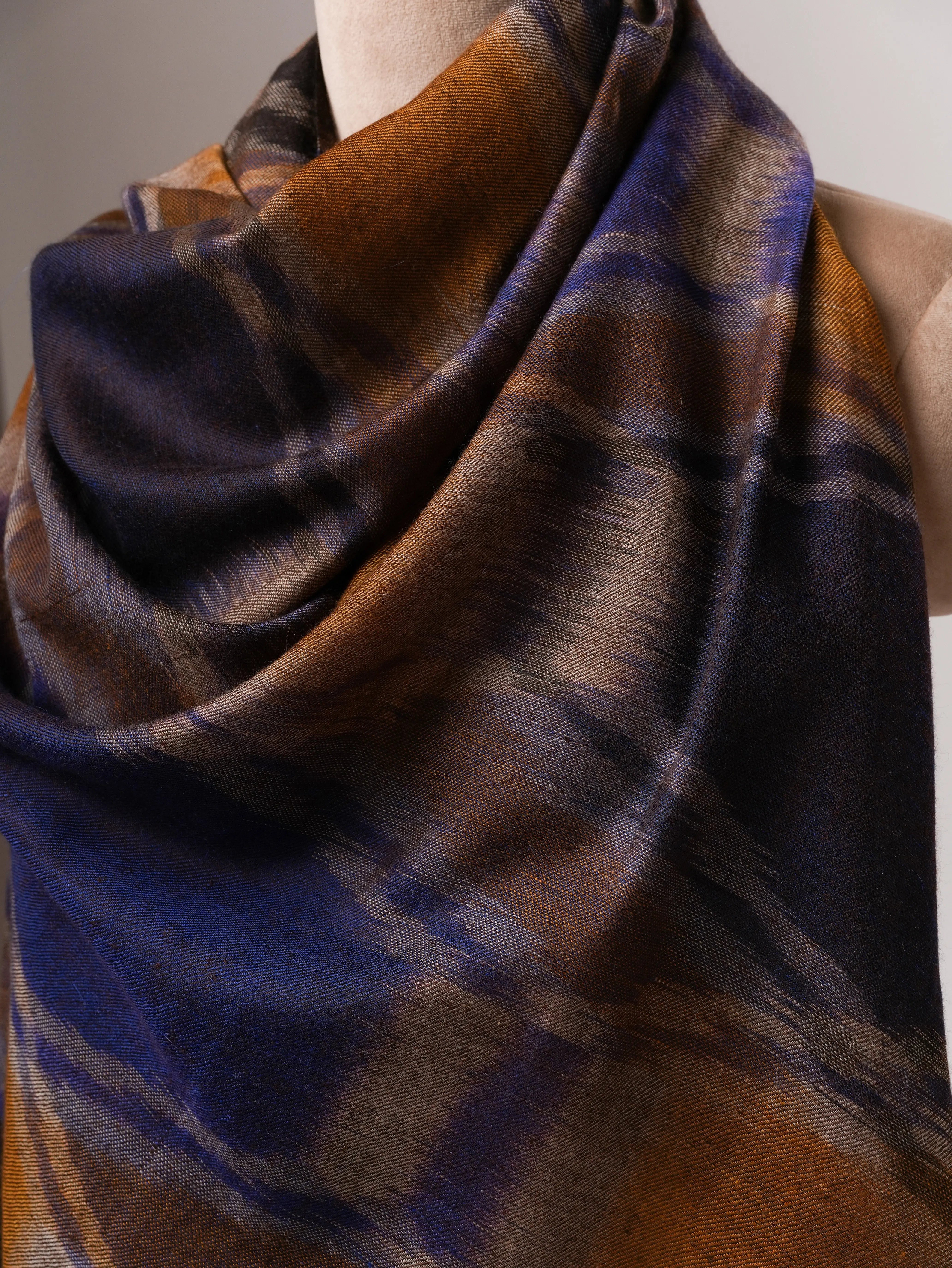 Authentic Handloomed Ikat Pure Pashmina Shawl Shahkaar