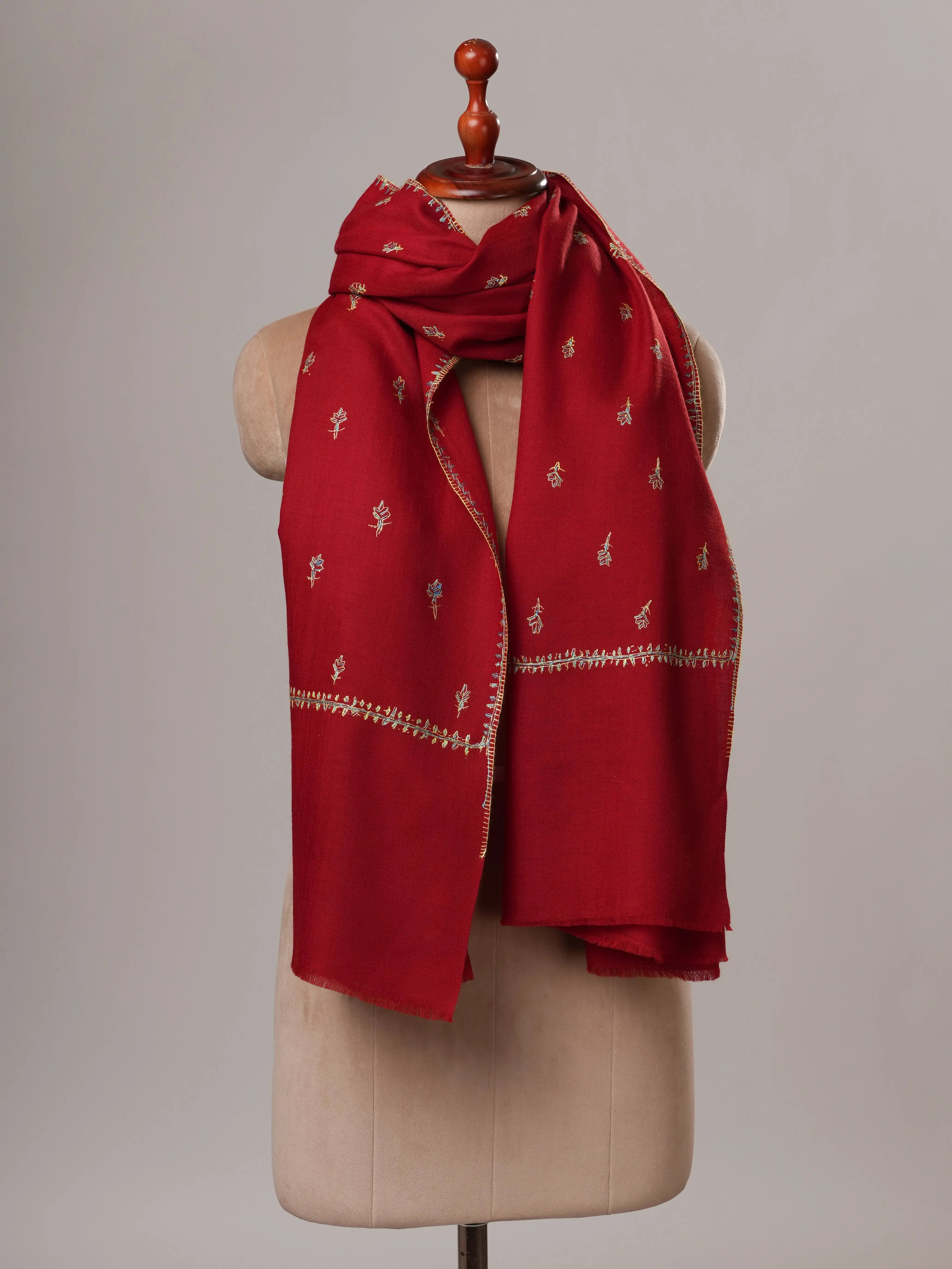 Machie Booti Fine Wool Hand Embroidered Kashmiri Shawl Shahkaar