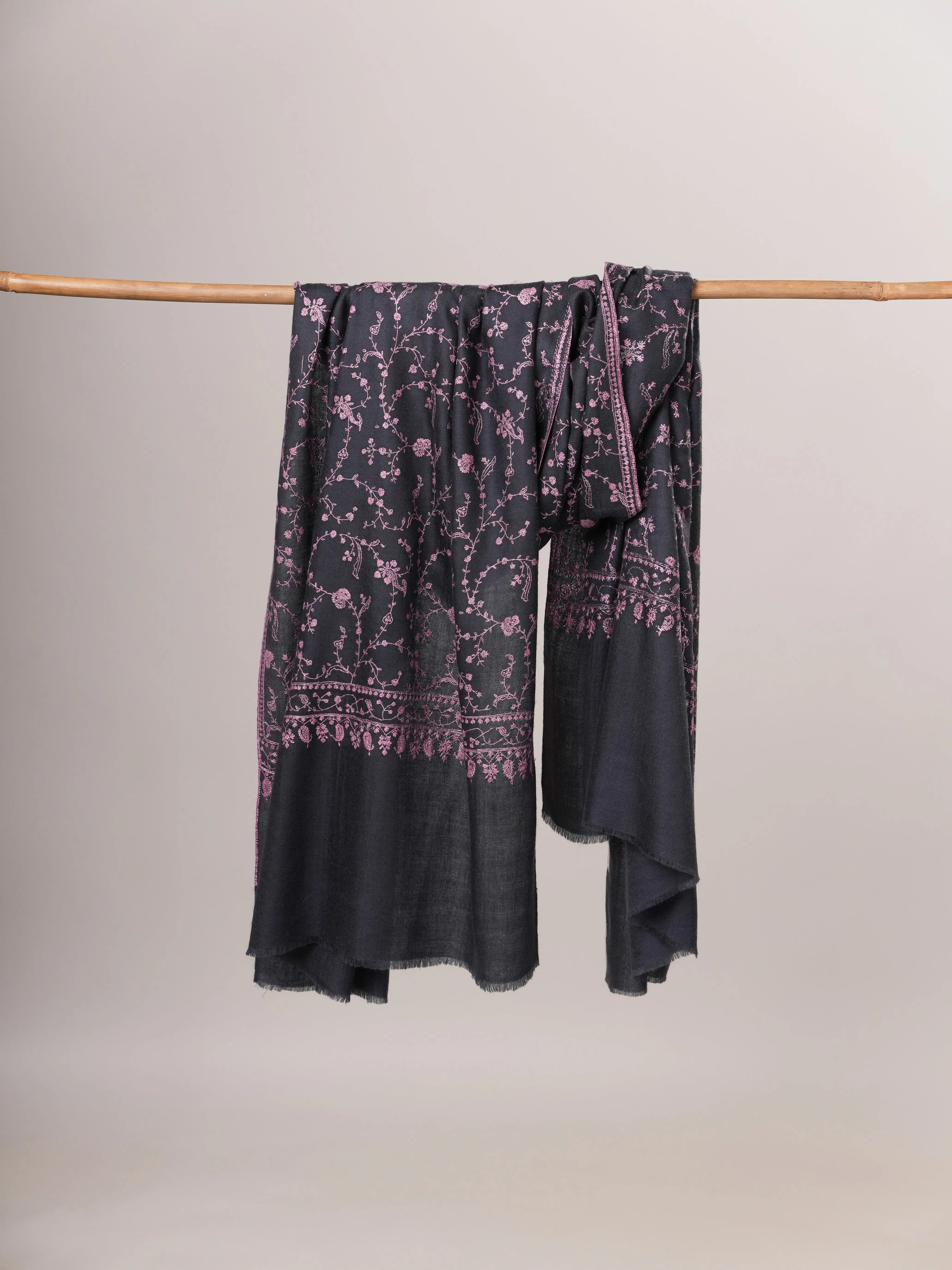 Featherlight Handwoven Pashmina Shawl with Detailed Hand Embroidery Shahkaar Global