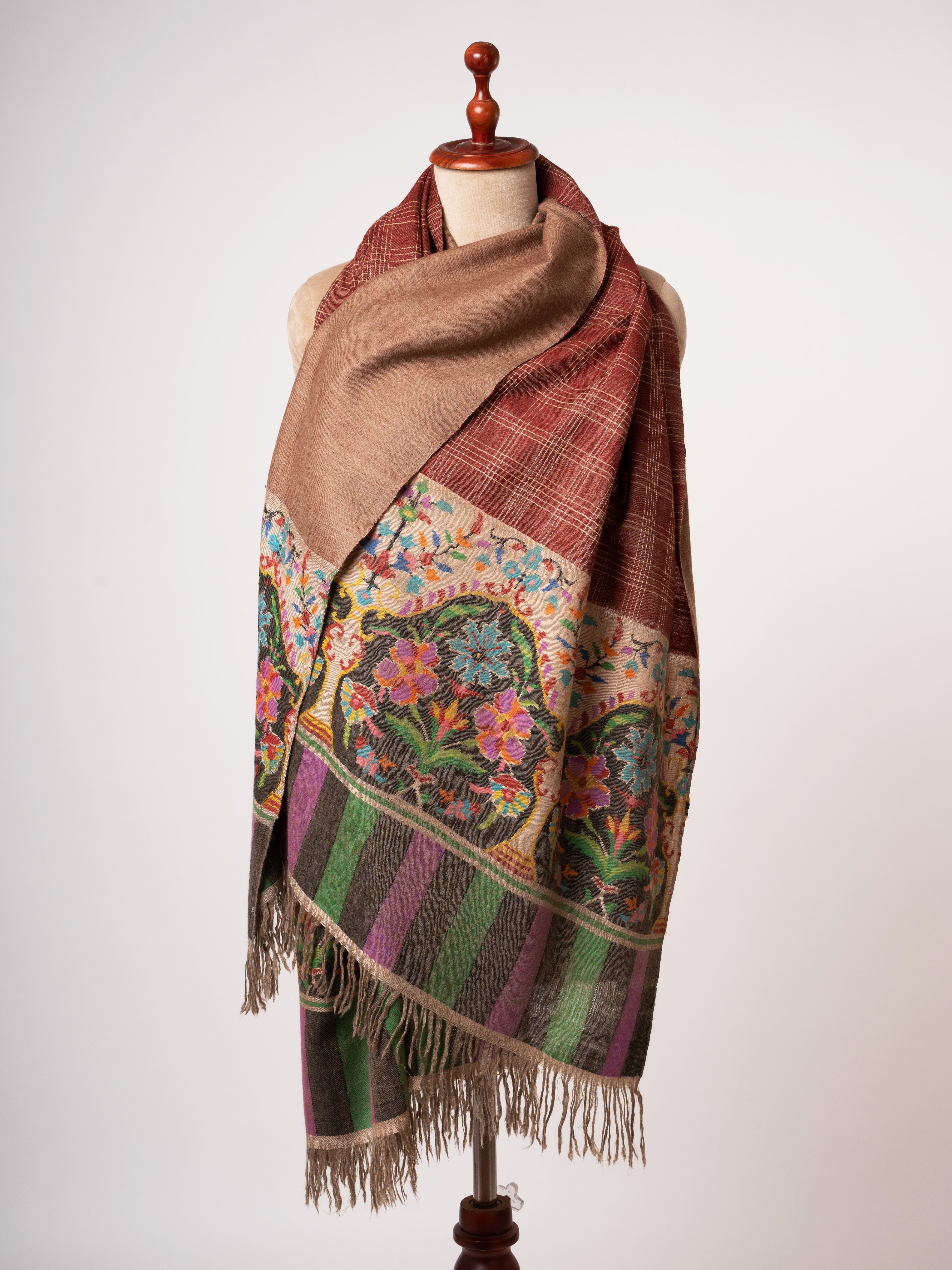 Dual Tone Kani Pashmina Shawl Soft Handwoven Cashmere by Shahkaar
