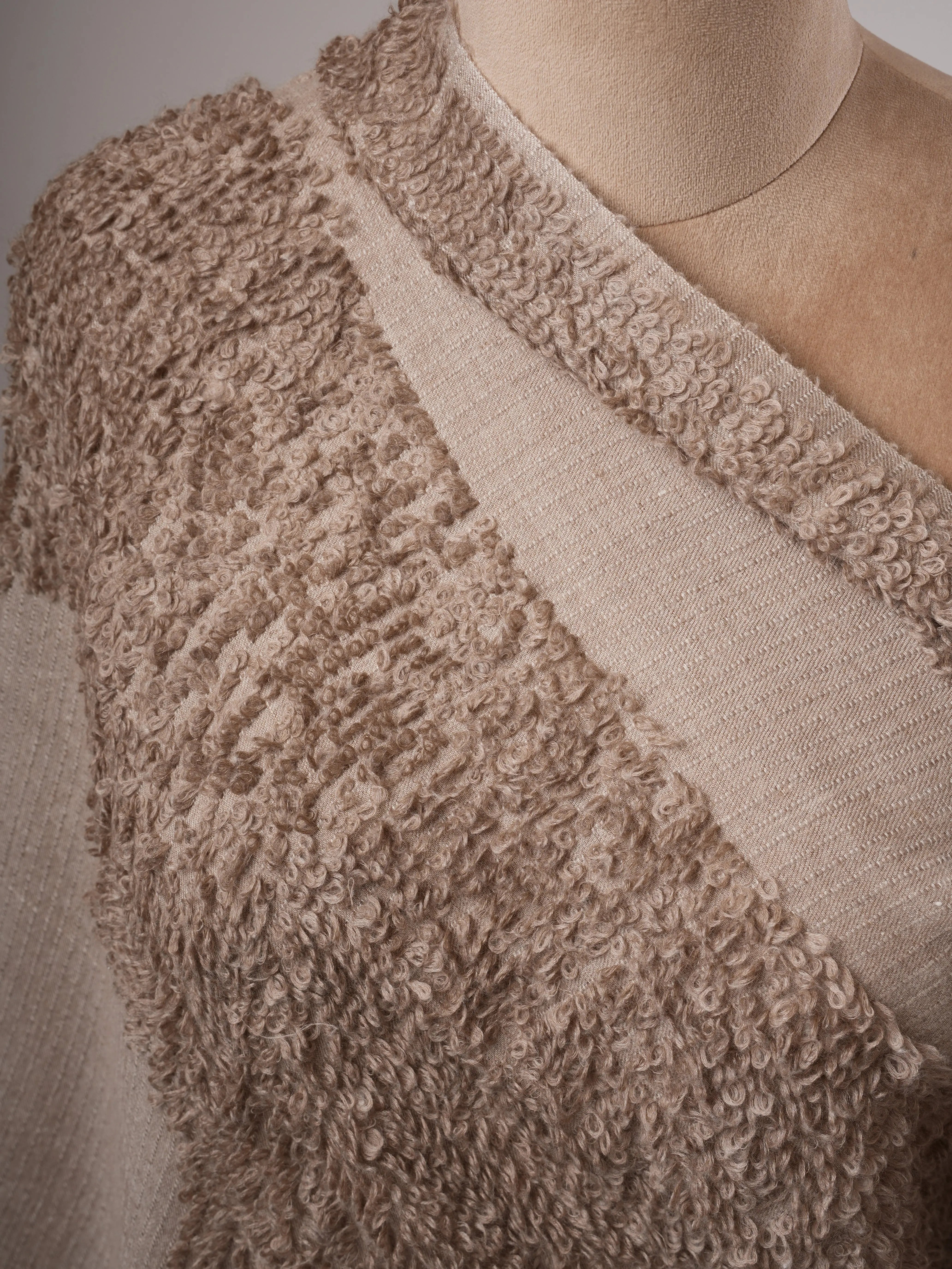 Natural Grey Handwoven Towel Weave Pashmina Shawl Shahkaar