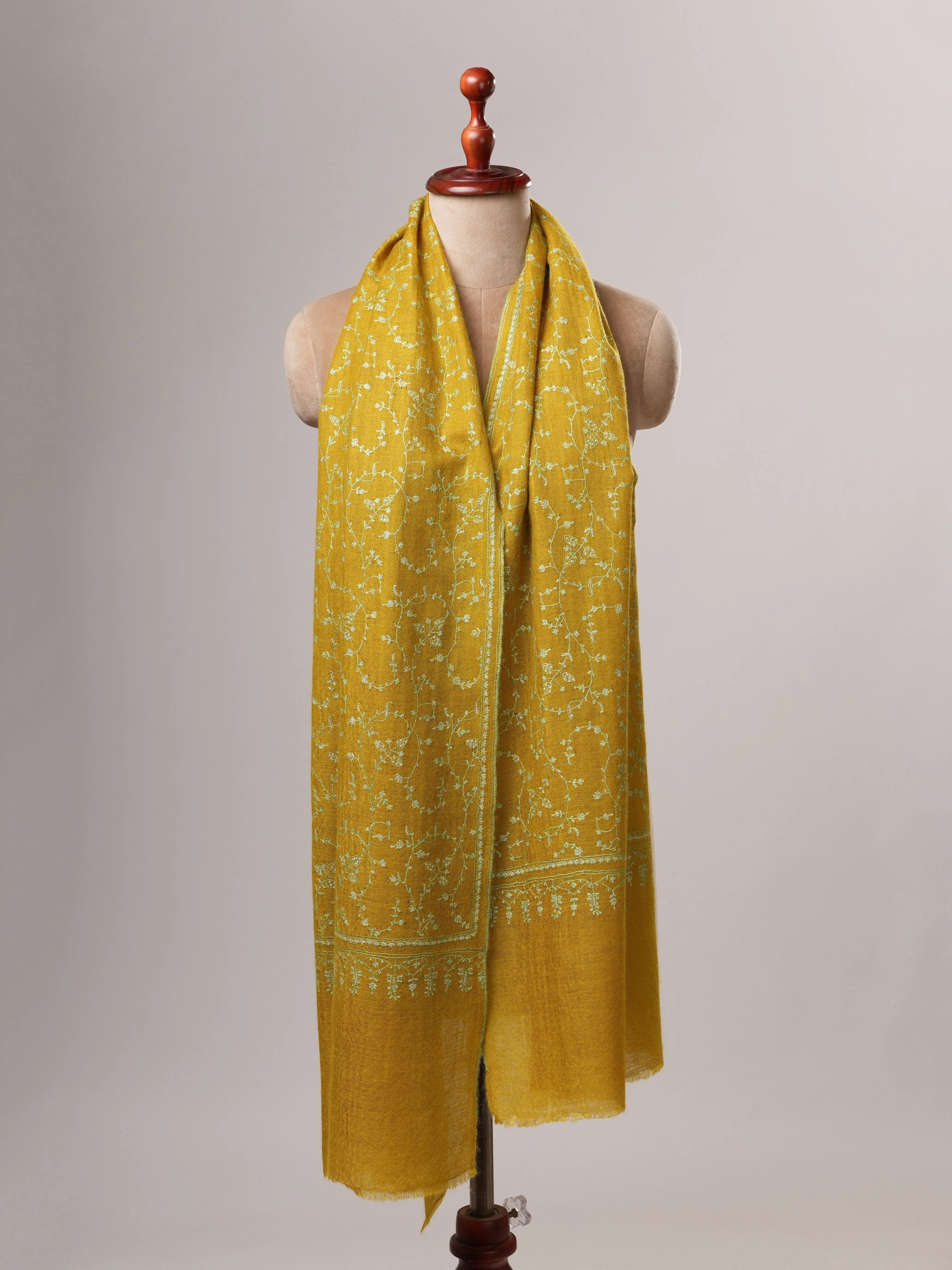 Featherlight Baby Soft Handwoven Cashmere Scarf with Hand Embroidery Shahkaar