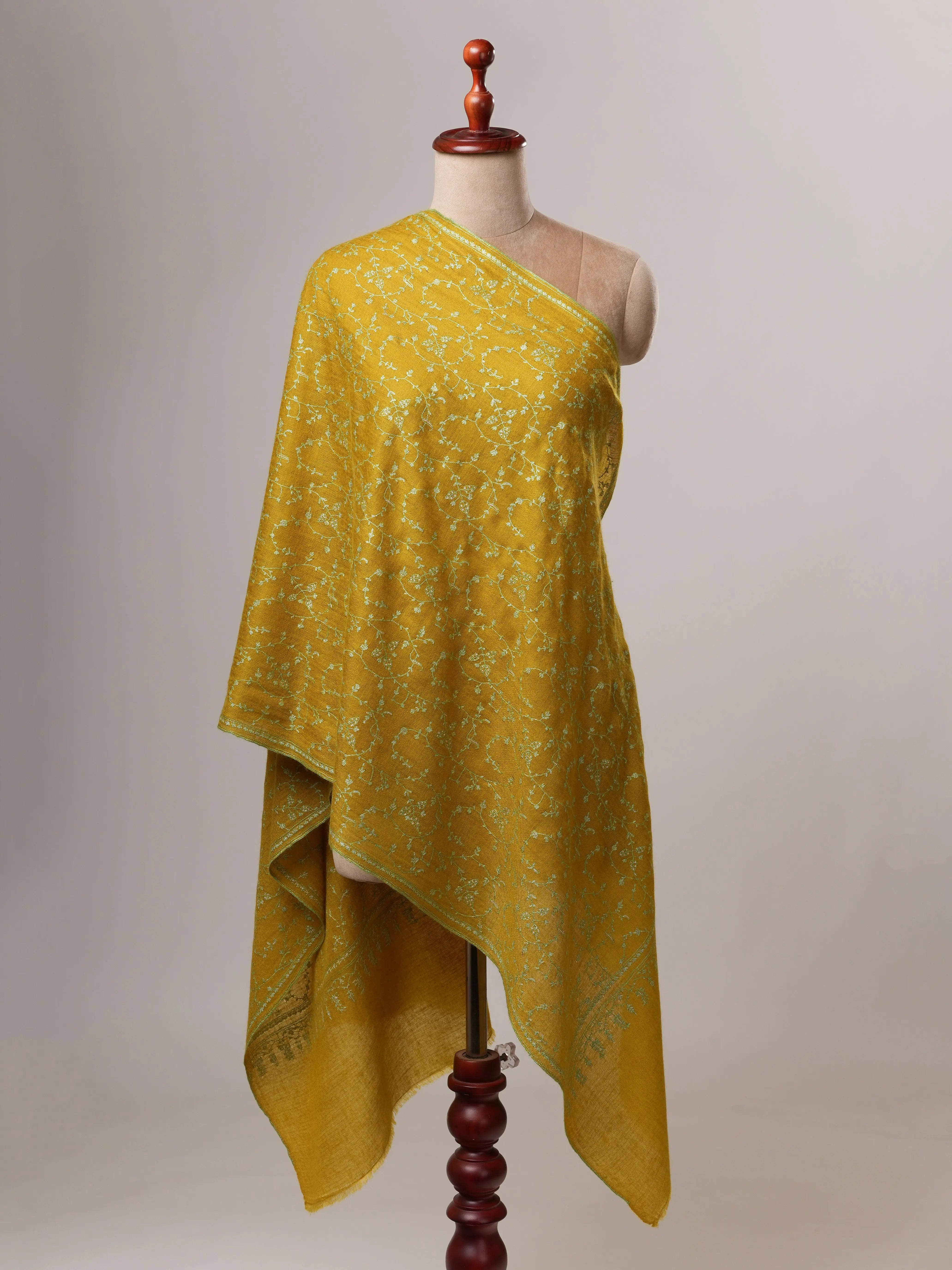 Featherlight Baby Soft Handwoven Cashmere Scarf with Hand Embroidery Shahkaar