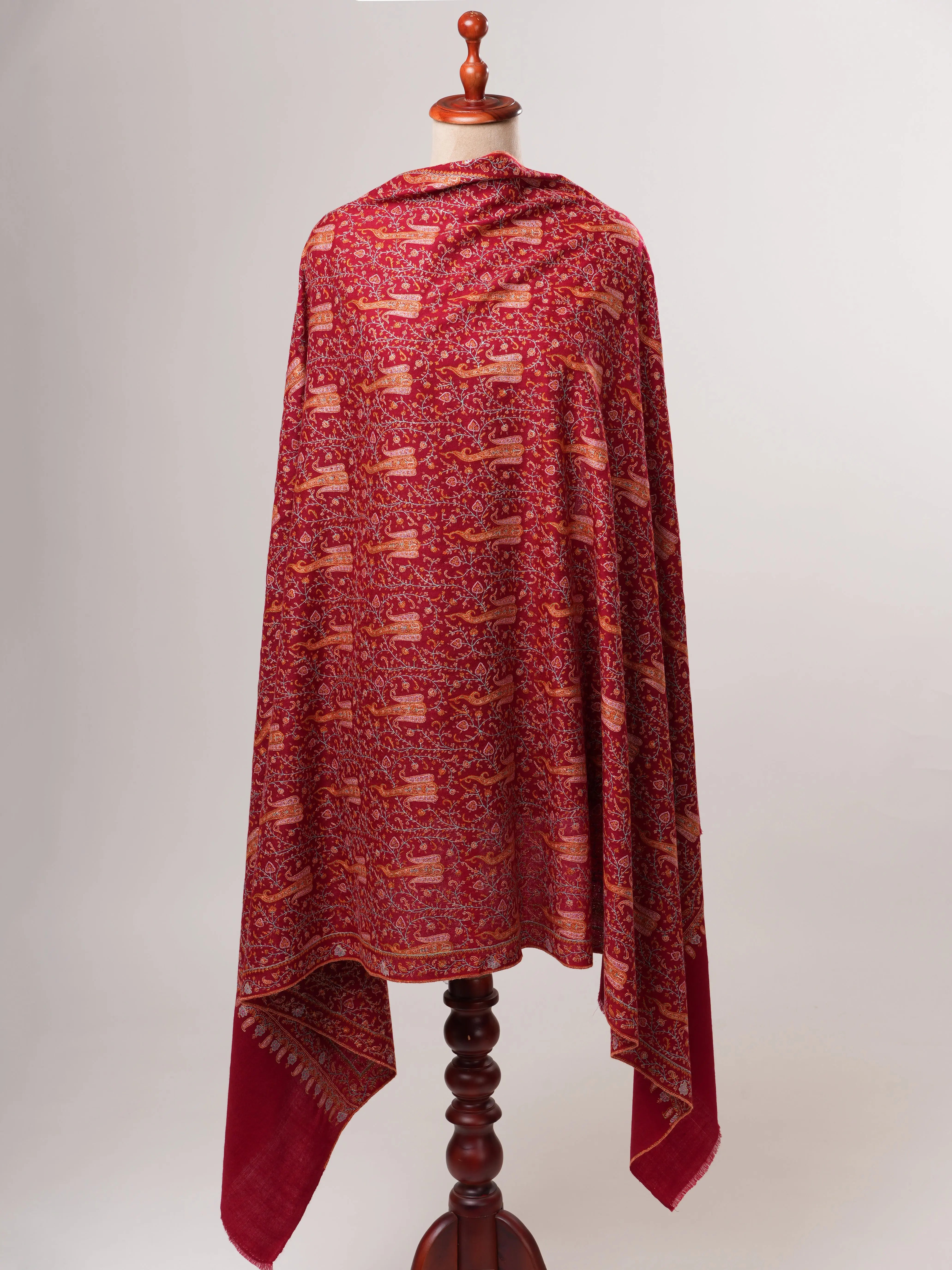 Neem Jamavar Pashmina Shawl with Classic Kashmiri Sozni Embroidery Shahkaar