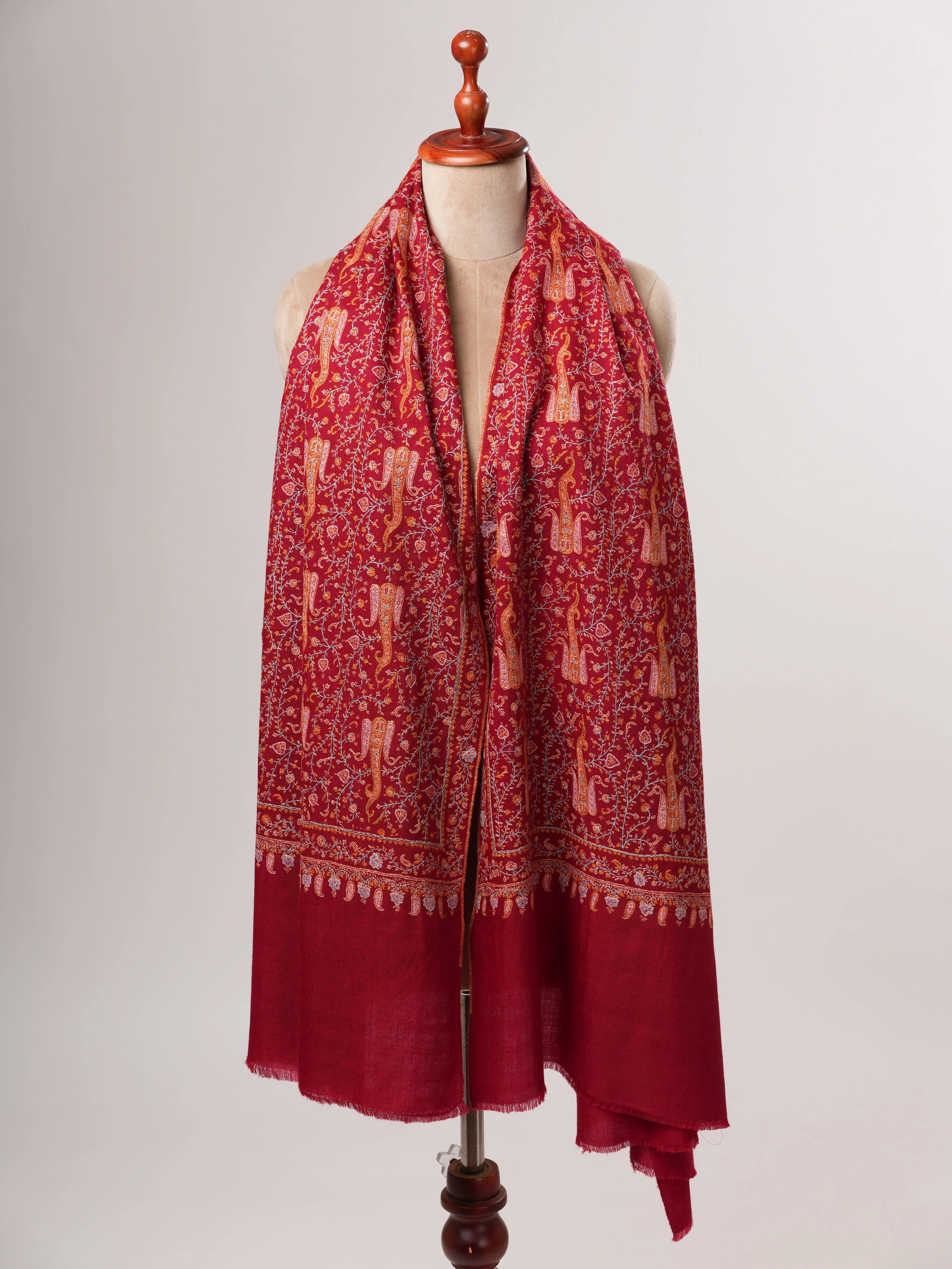 Neem Jamavar Pashmina Shawl with Classic Kashmiri Sozni Embroidery Shahkaar