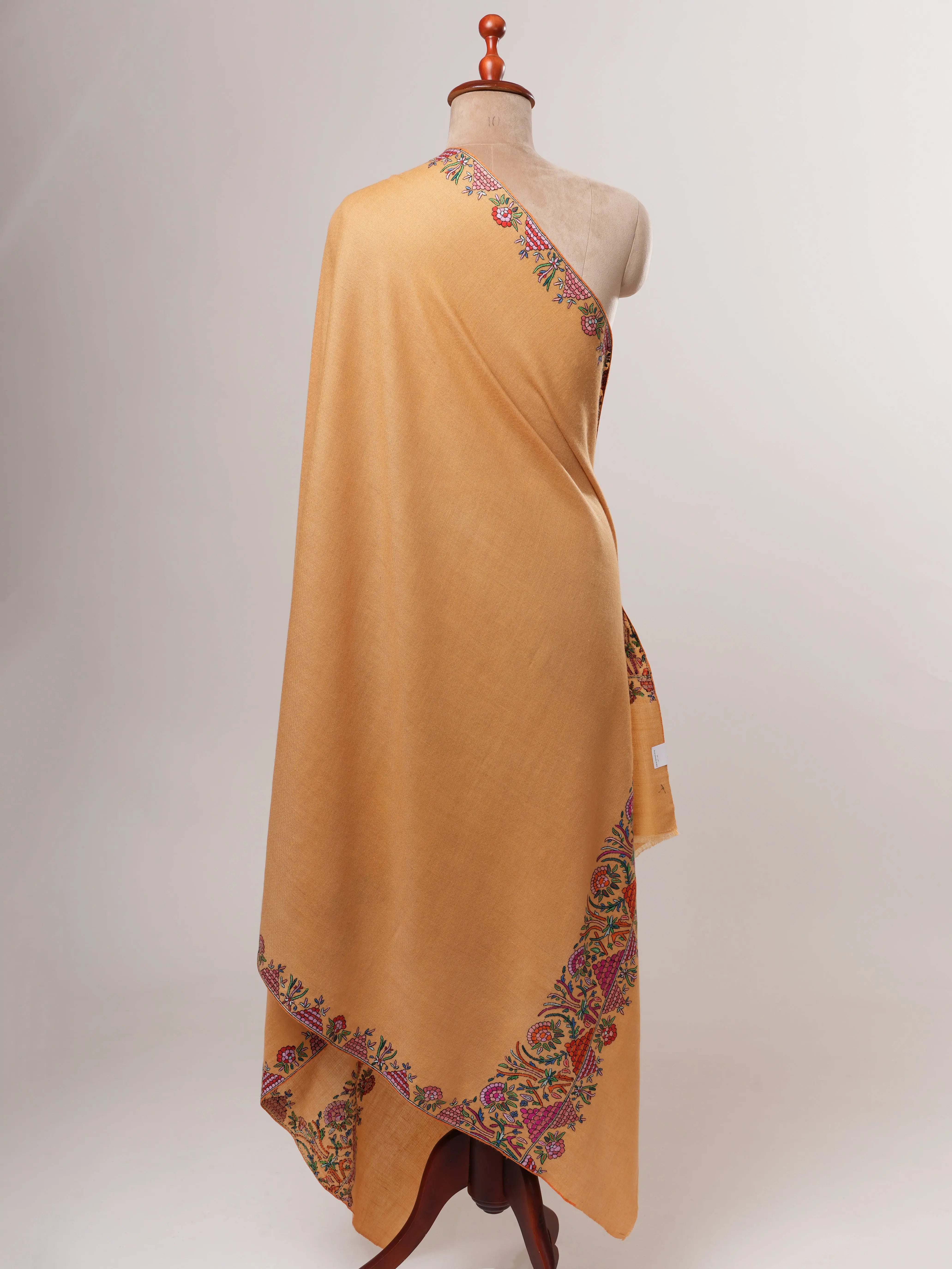 Handloomed Kashmiri Pashmina Shawl – Papier Machie Embroidered Palla Motif Shahkaar