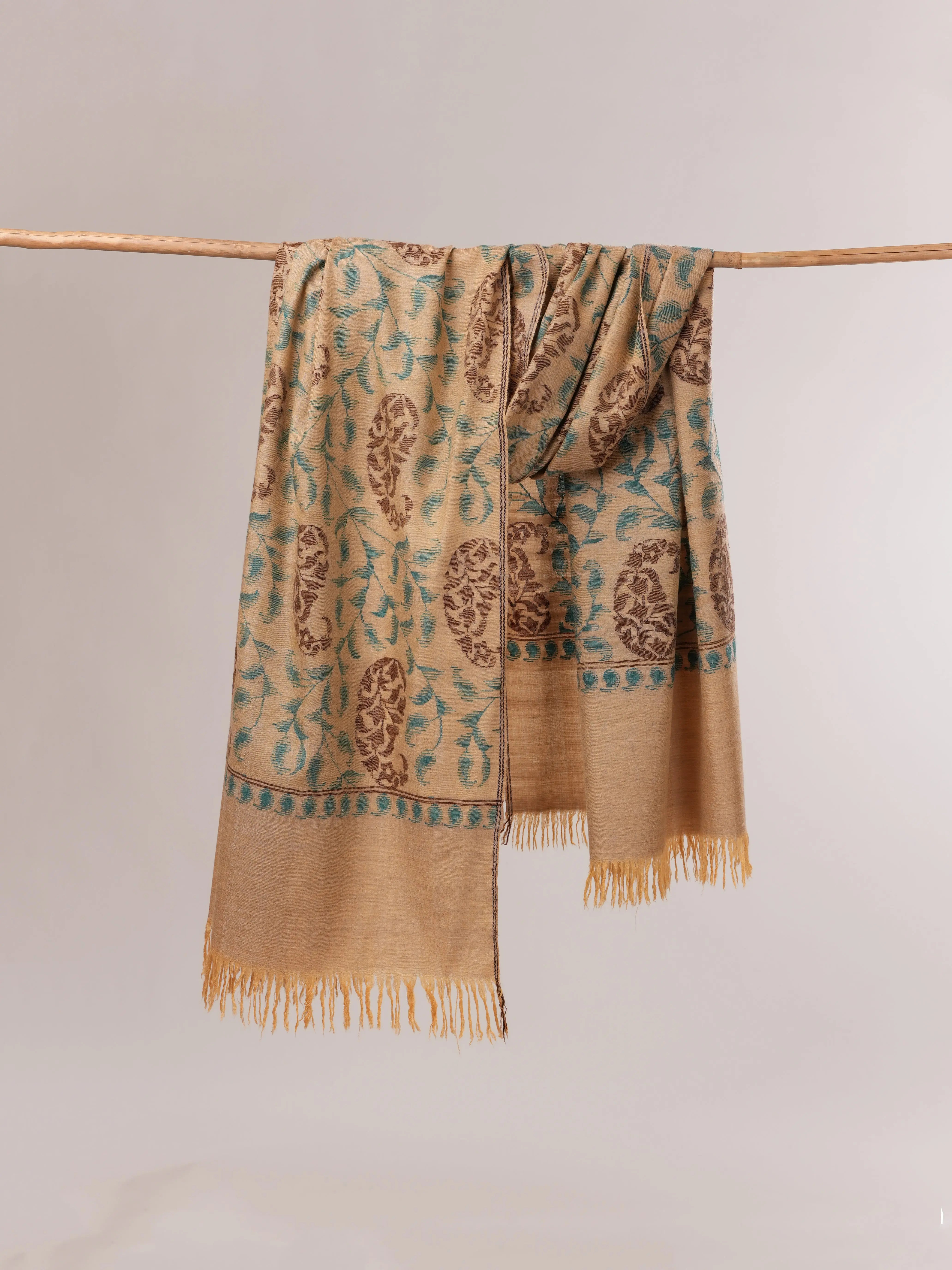 Camel Color Handwoven Kani Kashmiri Pashmina Shawl Shahkaar.com
