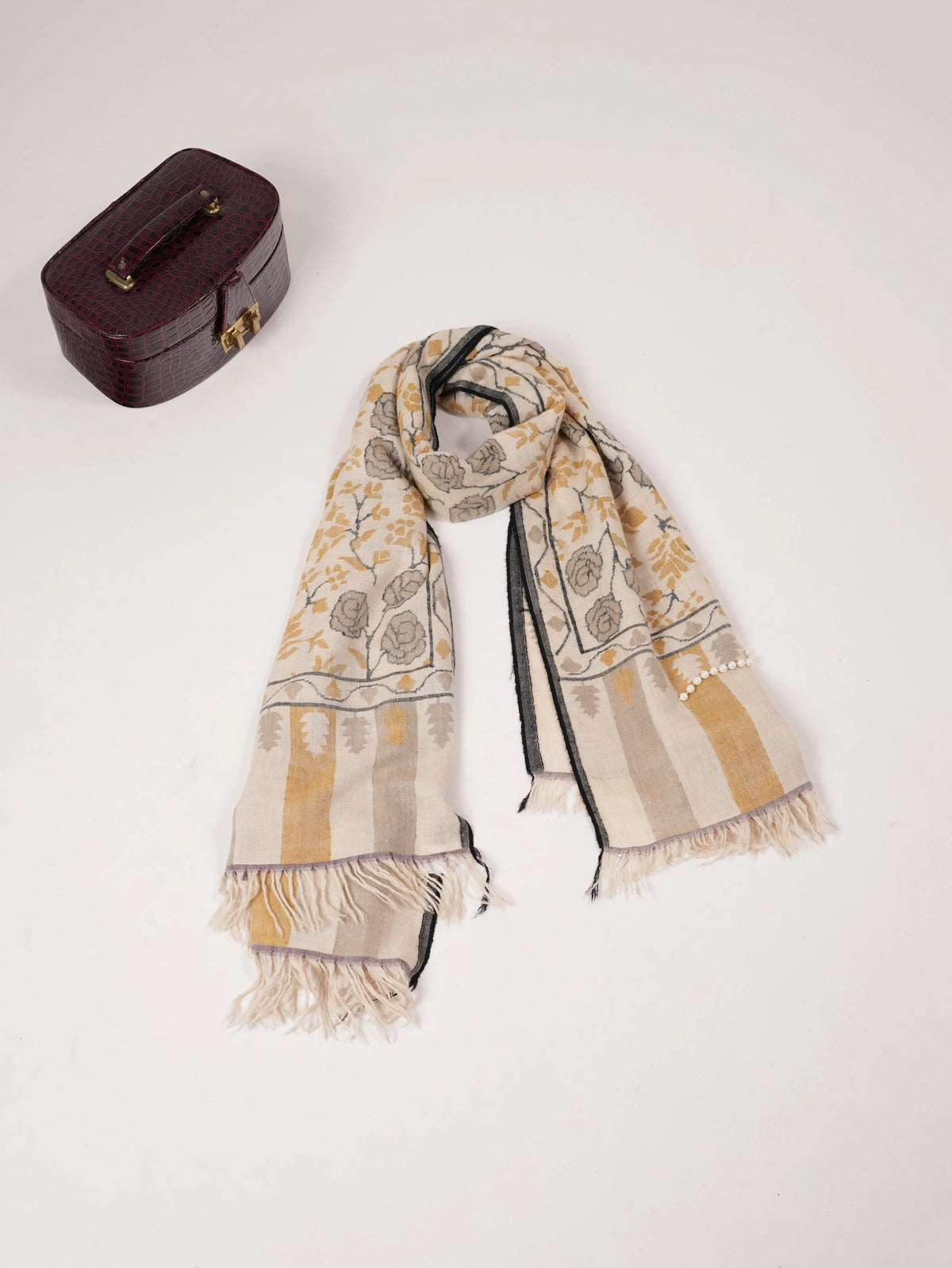Handwoven Tan Kani Kashmiri Authentic Pashmina Shawl Shahkaar.com