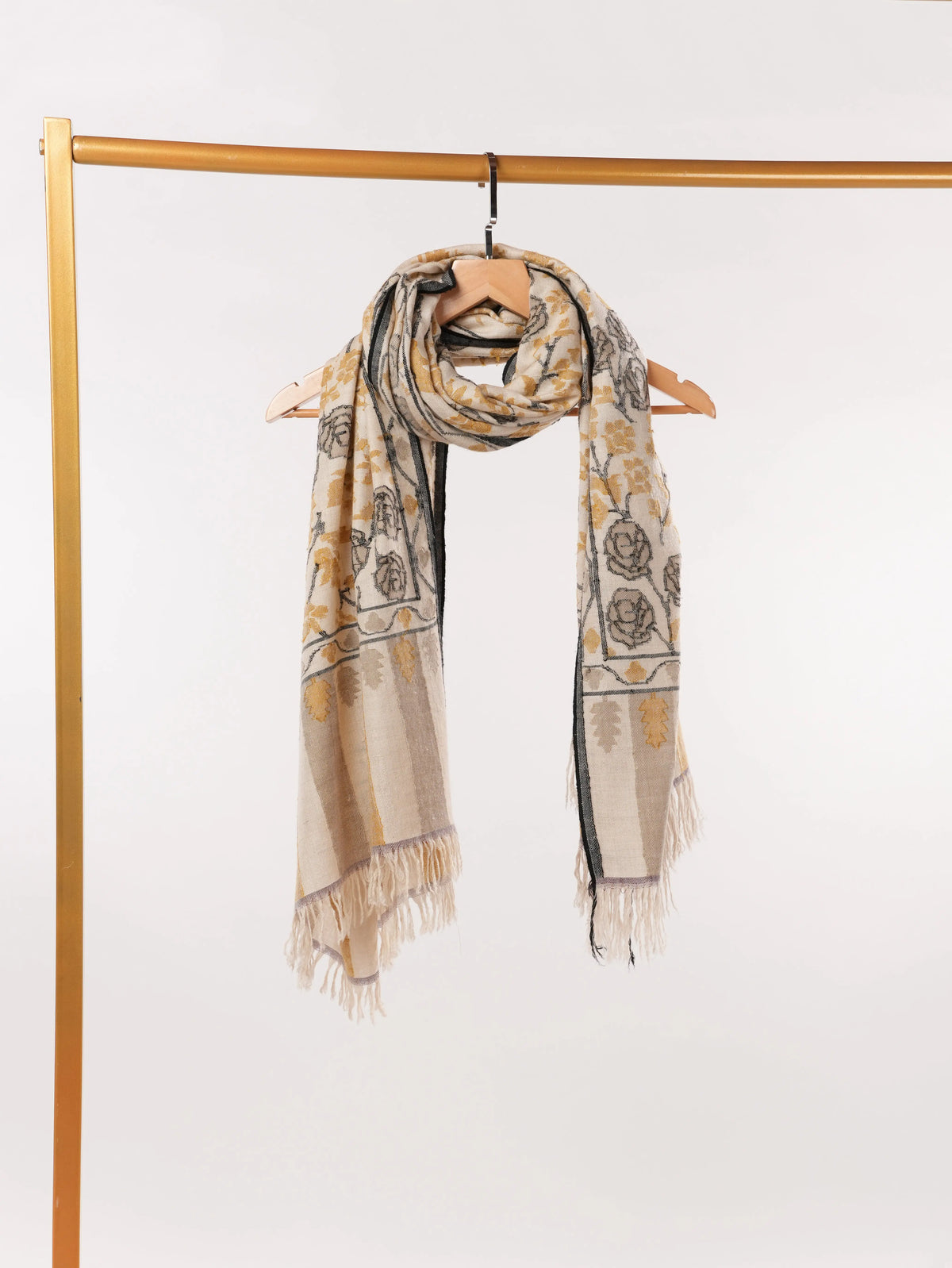 Handwoven Tan Kani Kashmiri Authentic Pashmina Shawl Shahkaar.com