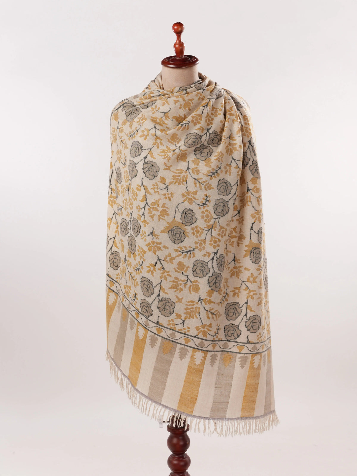 Handwoven Tan Kani Kashmiri Authentic Pashmina Shawl Shahkaar.com