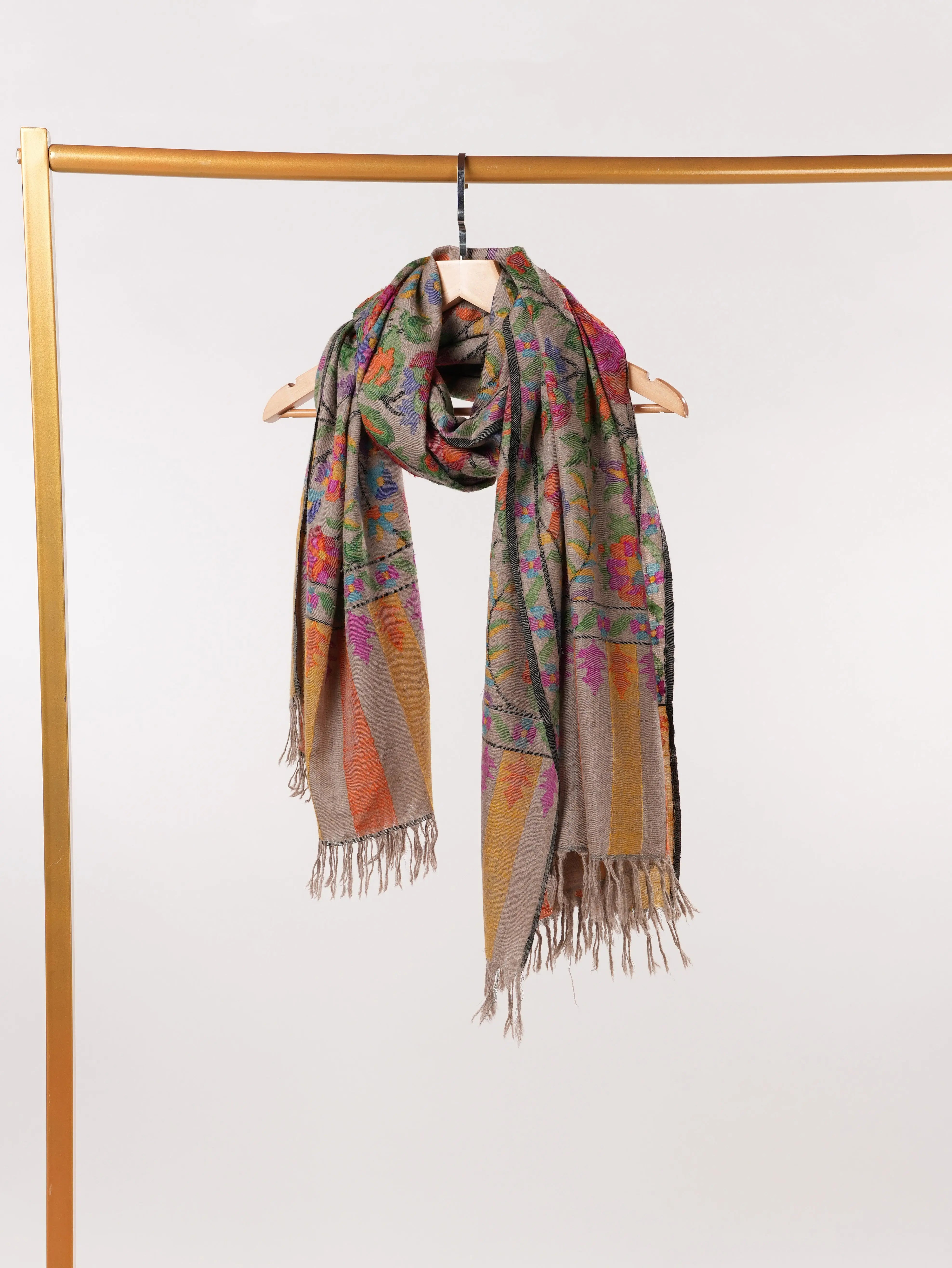Kani Timeless Natural Taupe Pashmina Shawl for Women Shahkaar.com
