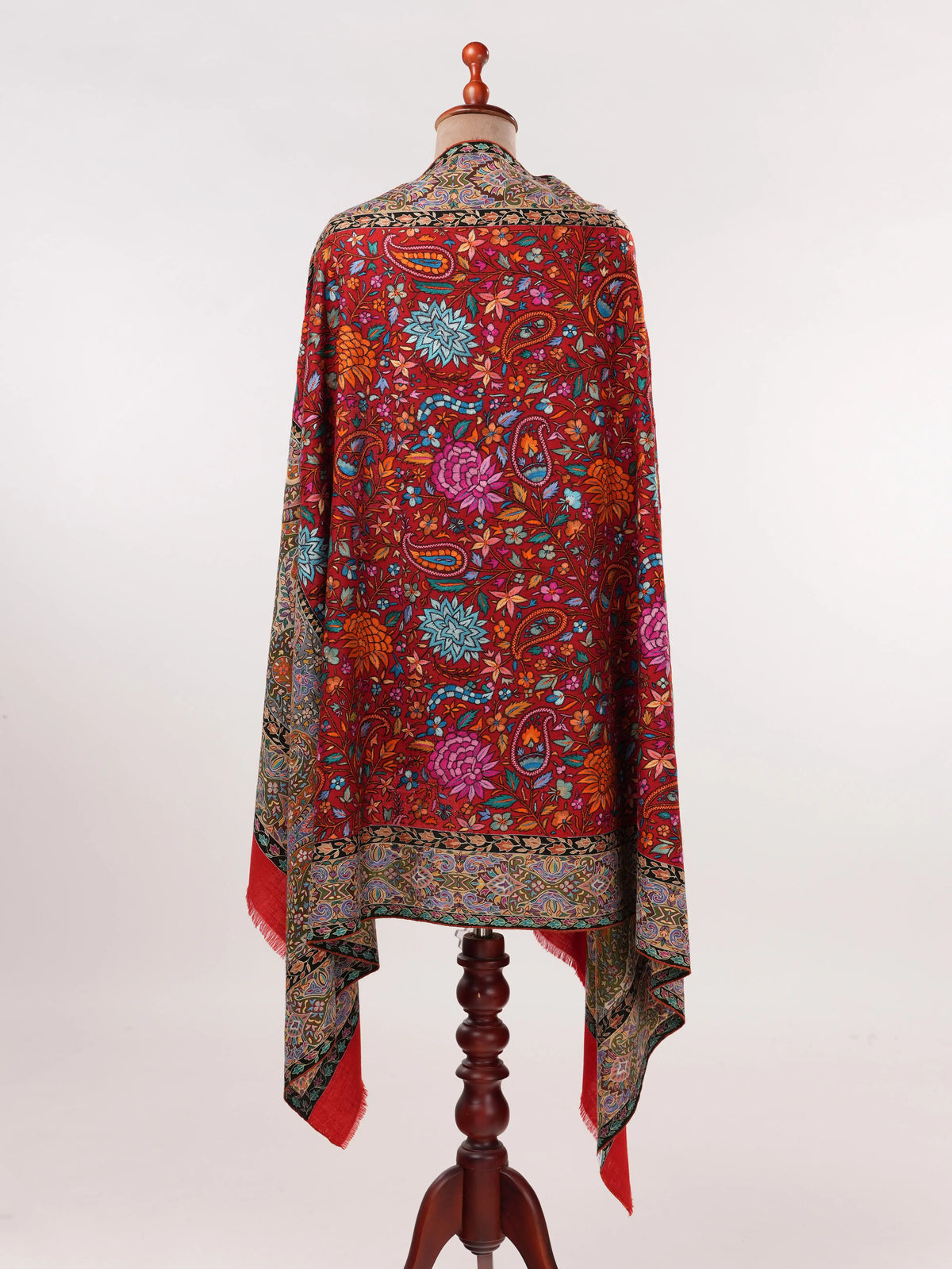 Hand Embroidered Kalamkari Handwoven Pashmina Shawl Shahkaar.com