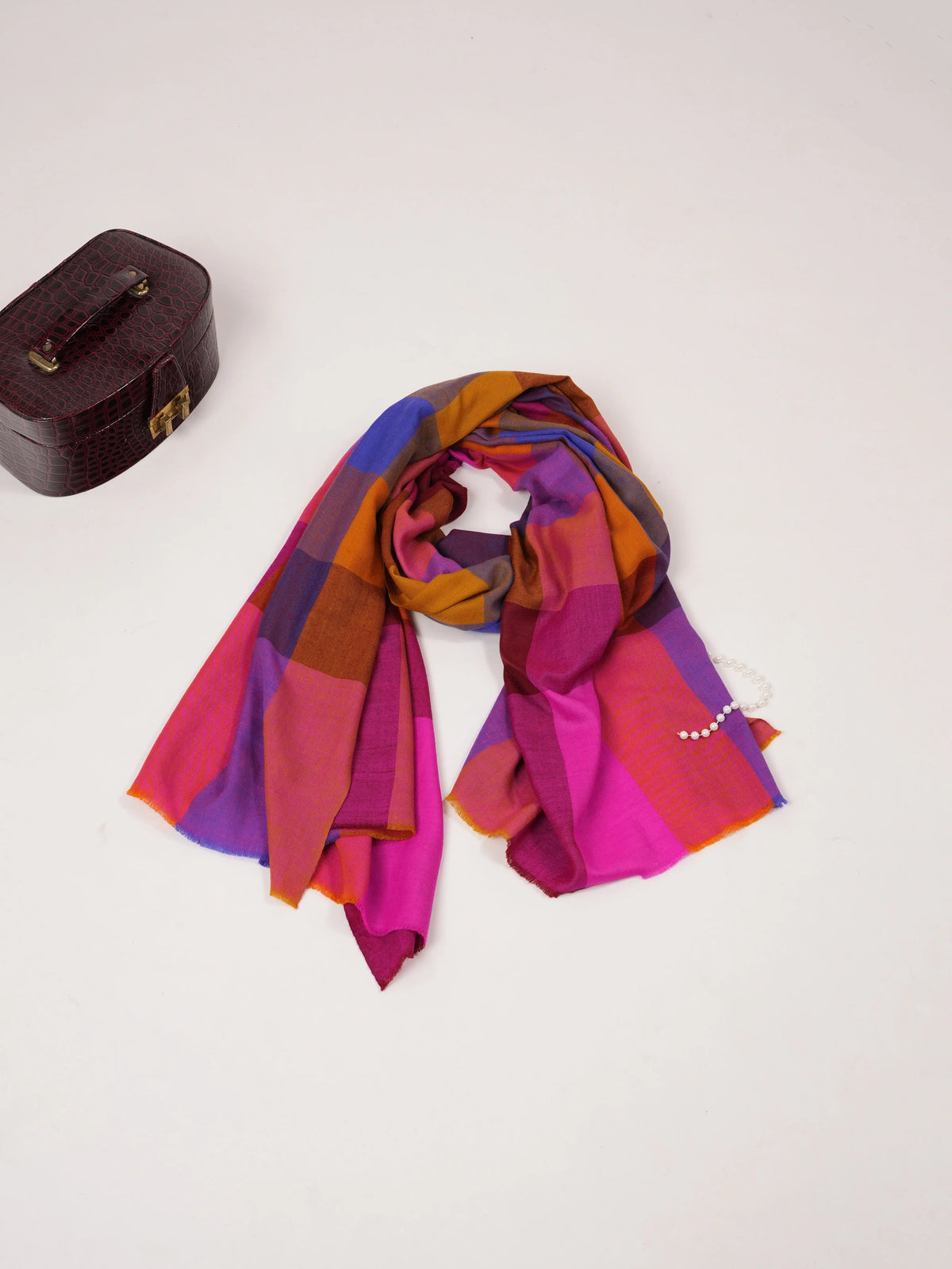 Contemporary Multicolor Handwoven Pure Pashmina Shawl