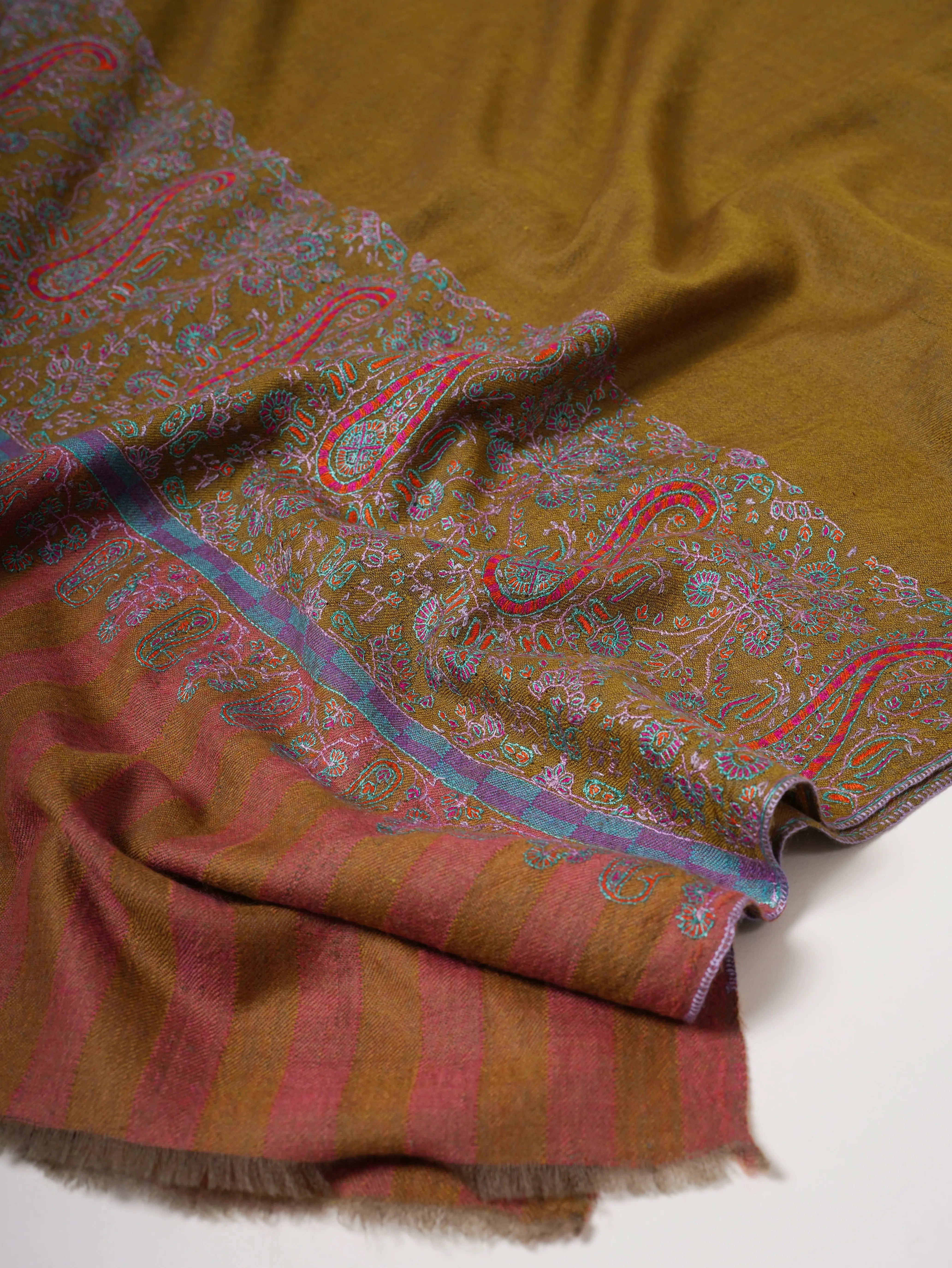 Palla Embroidered Kashmiri Pashmina Shawl – Handwoven Hand Embroidered Shahkaar