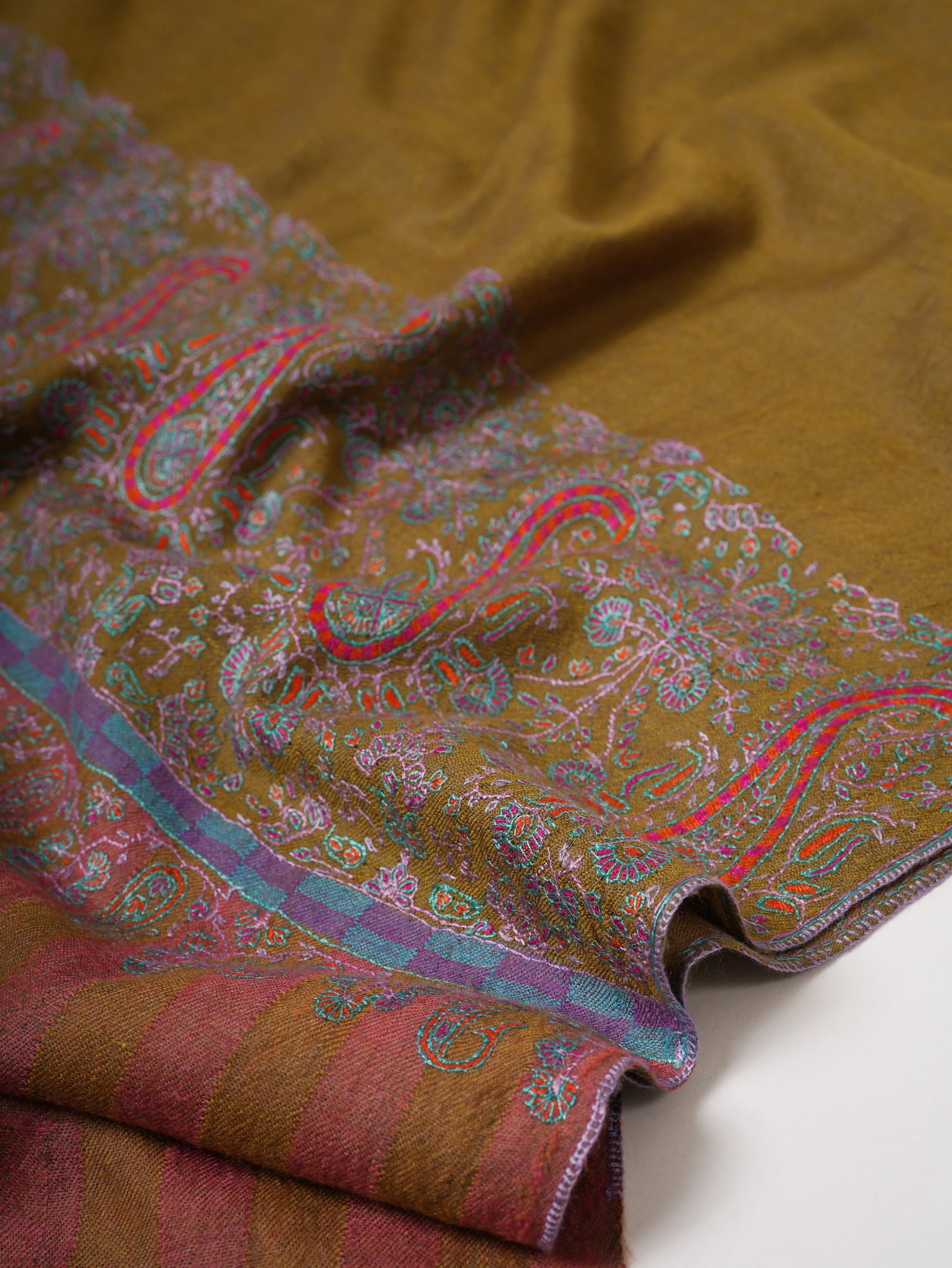 Palla Embroidered Kashmiri Pashmina Shawl – Handwoven Hand Embroidered Shahkaar