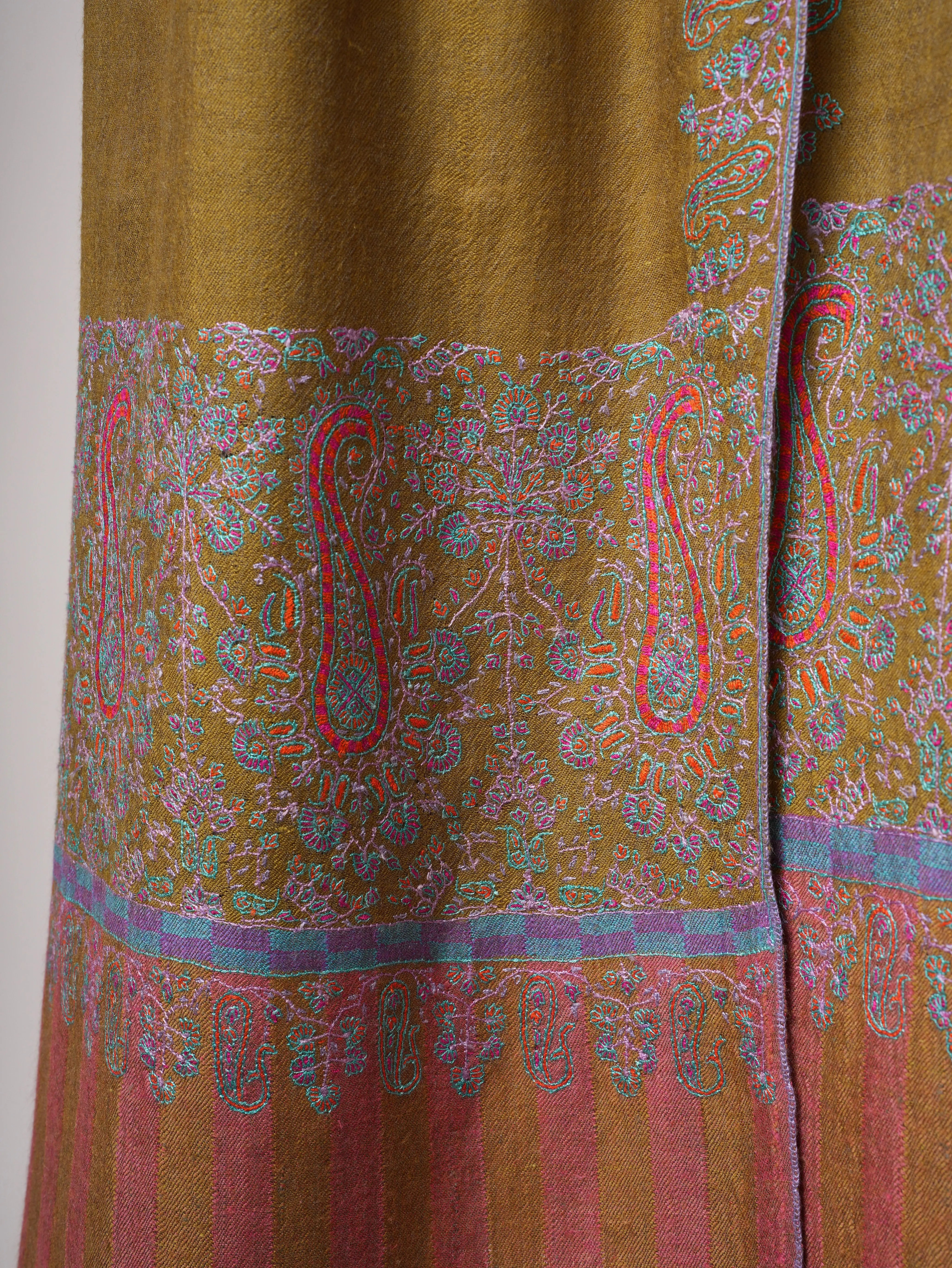 Palla Embroidered Kashmiri Pashmina Shawl – Handwoven Hand Embroidered Shahkaar