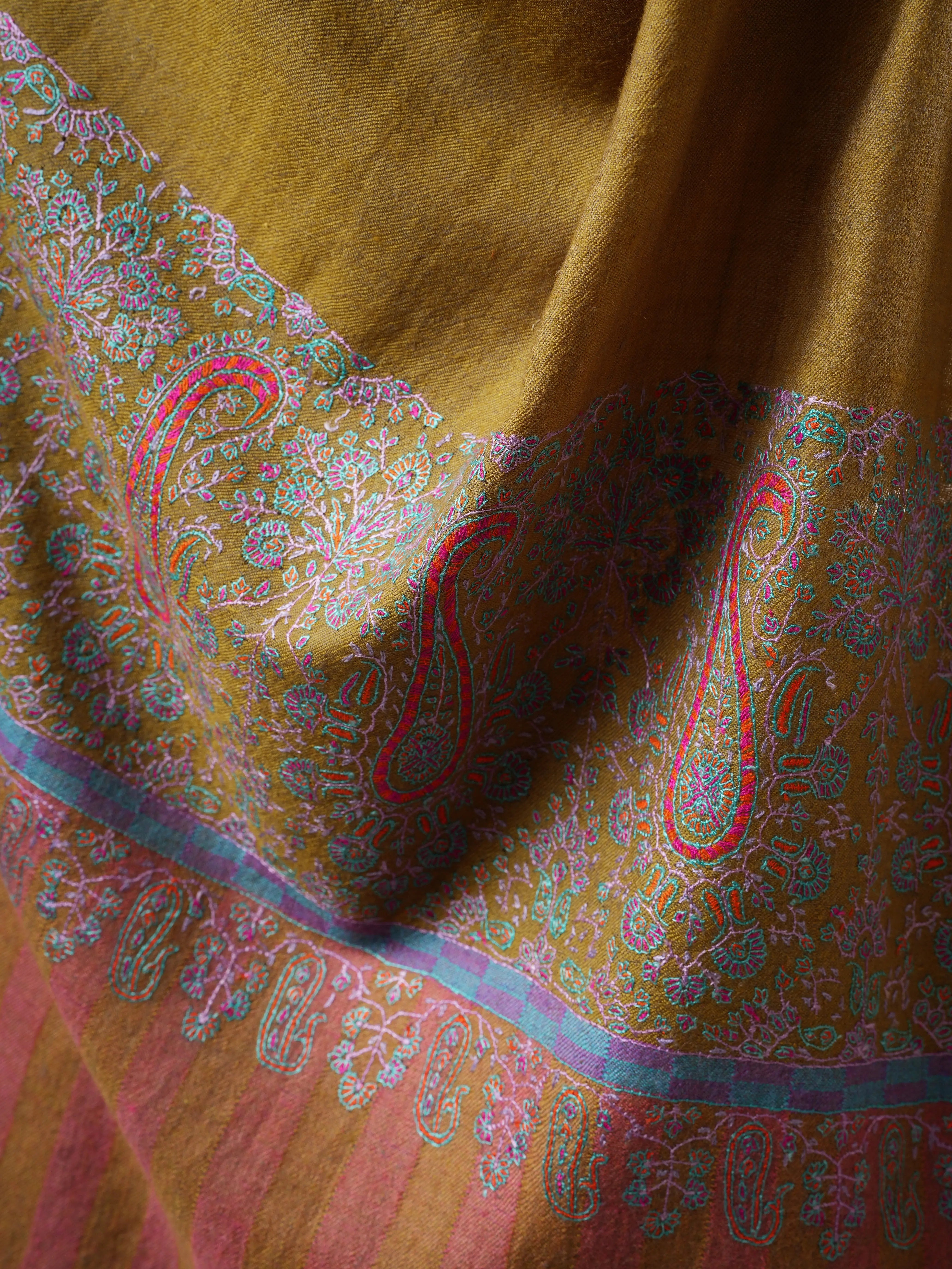 Palla Embroidered Kashmiri Pashmina Shawl – Handwoven Hand Embroidered Shahkaar