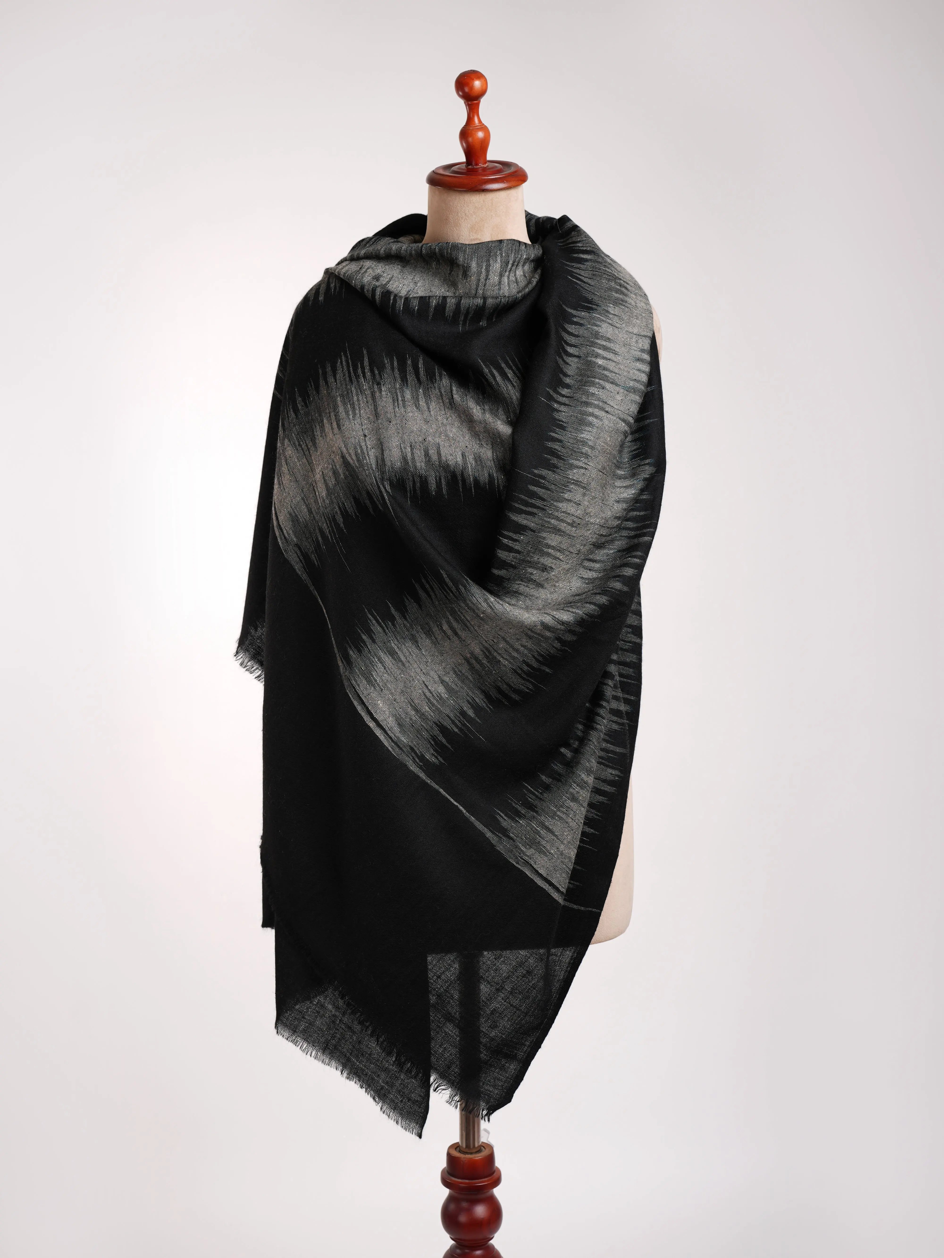 Zebra Stripe Black and White Artistic Pashmina Shawl Shahkaar