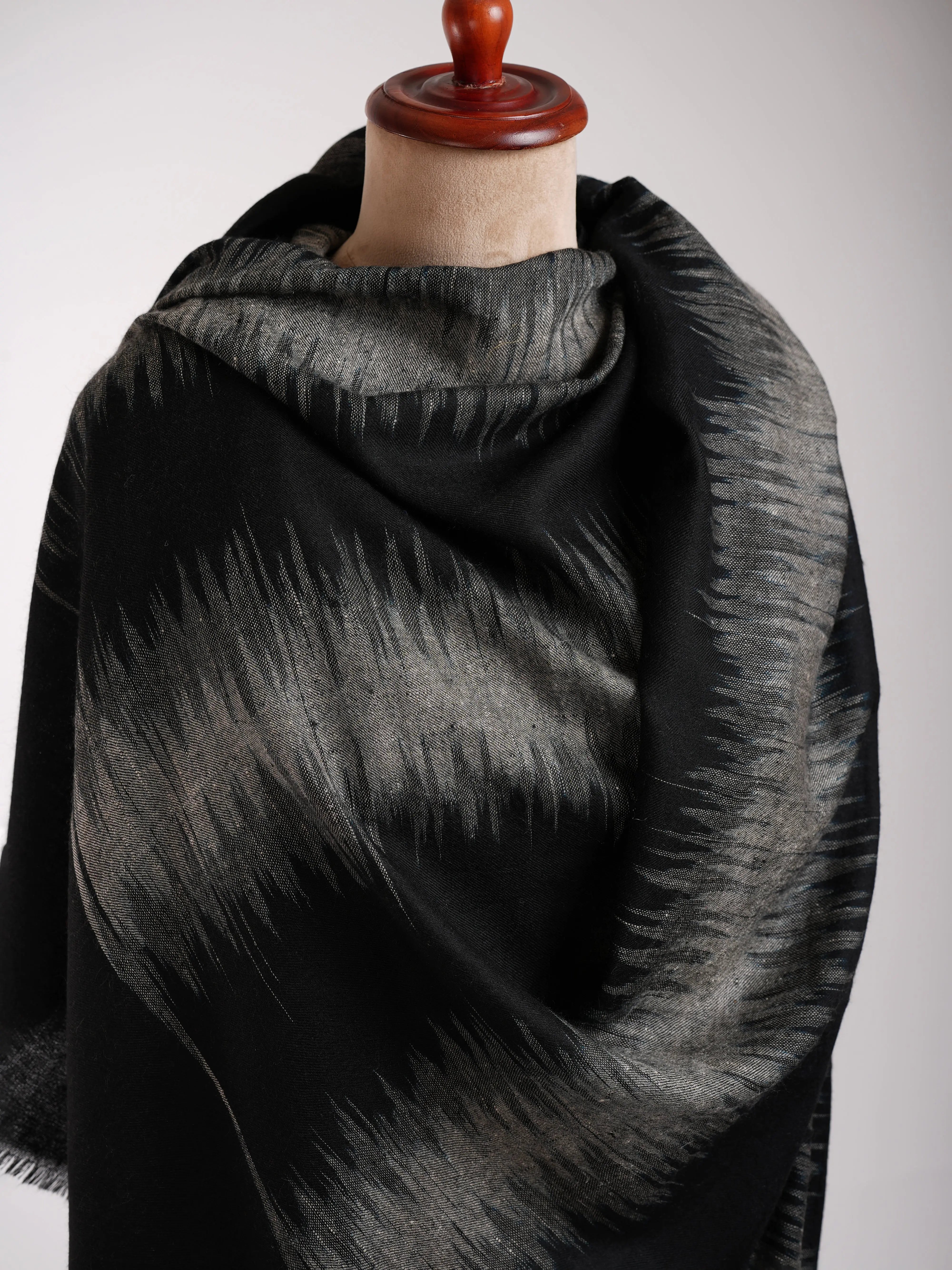Zebra Stripe Black and White Artistic Pashmina Shawl Shahkaar