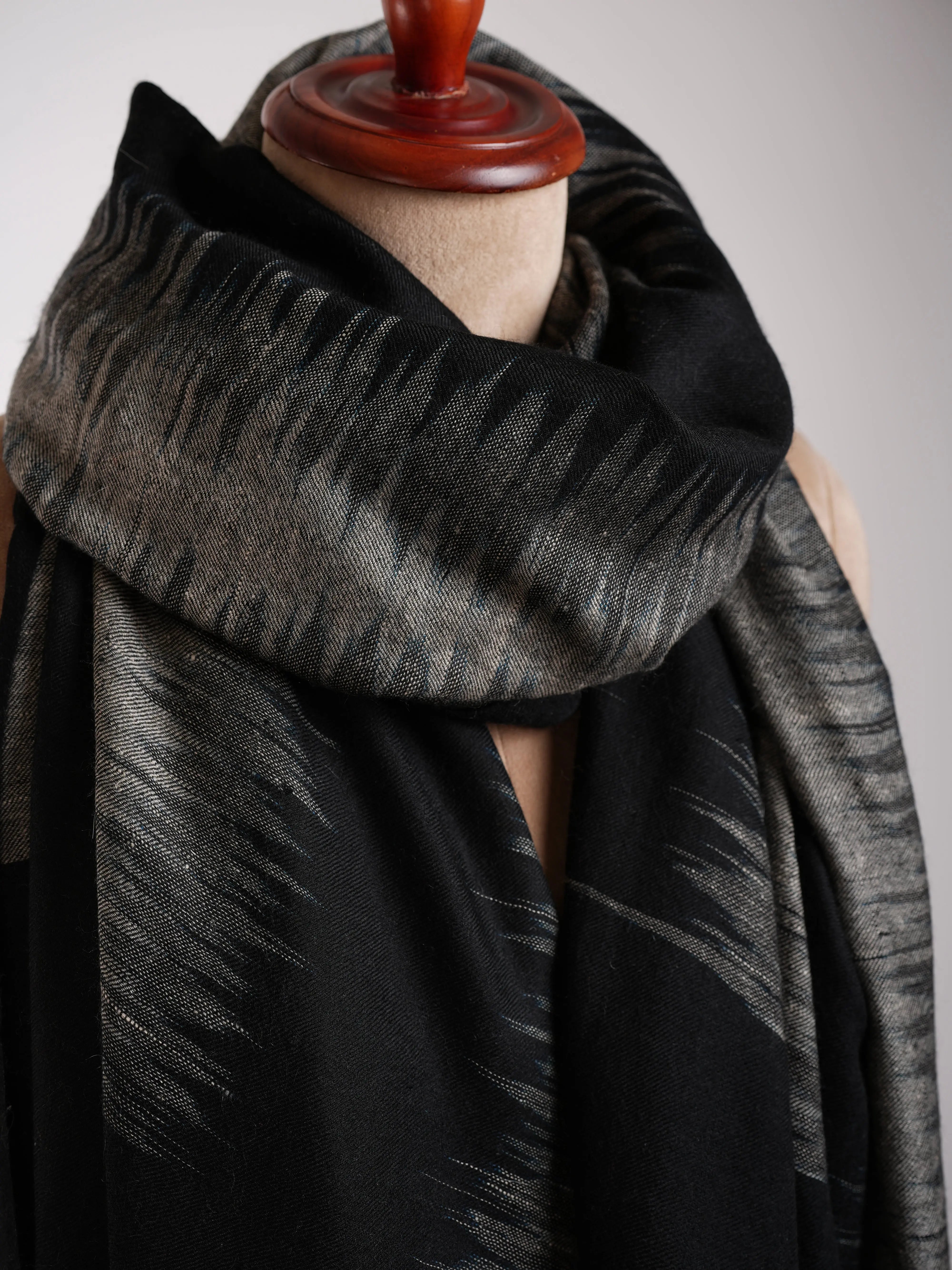 Zebra Stripe Black and White Artistic Pashmina Shawl Shahkaar