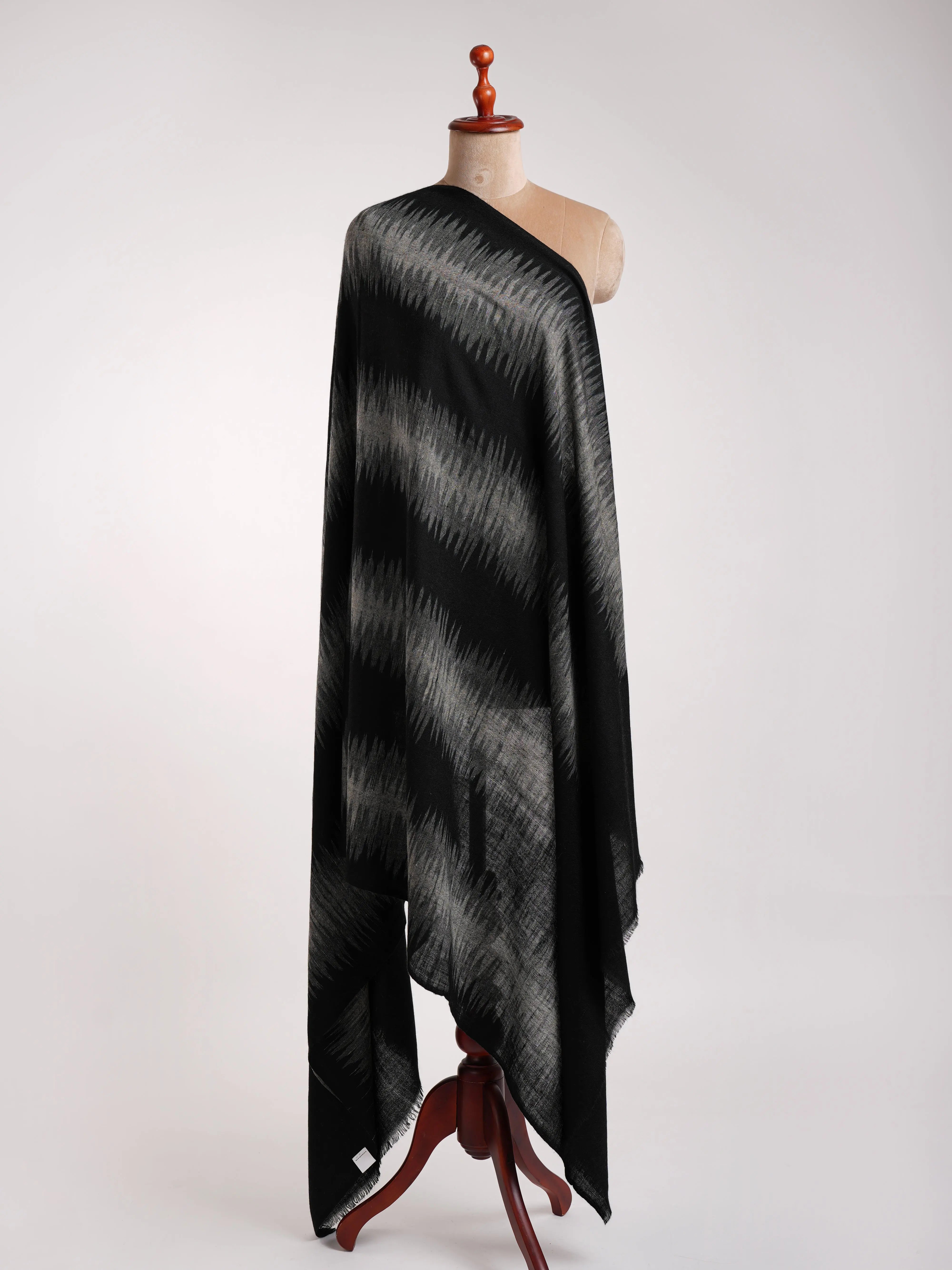 Zebra Stripe Black and White Artistic Pashmina Shawl Shahkaar