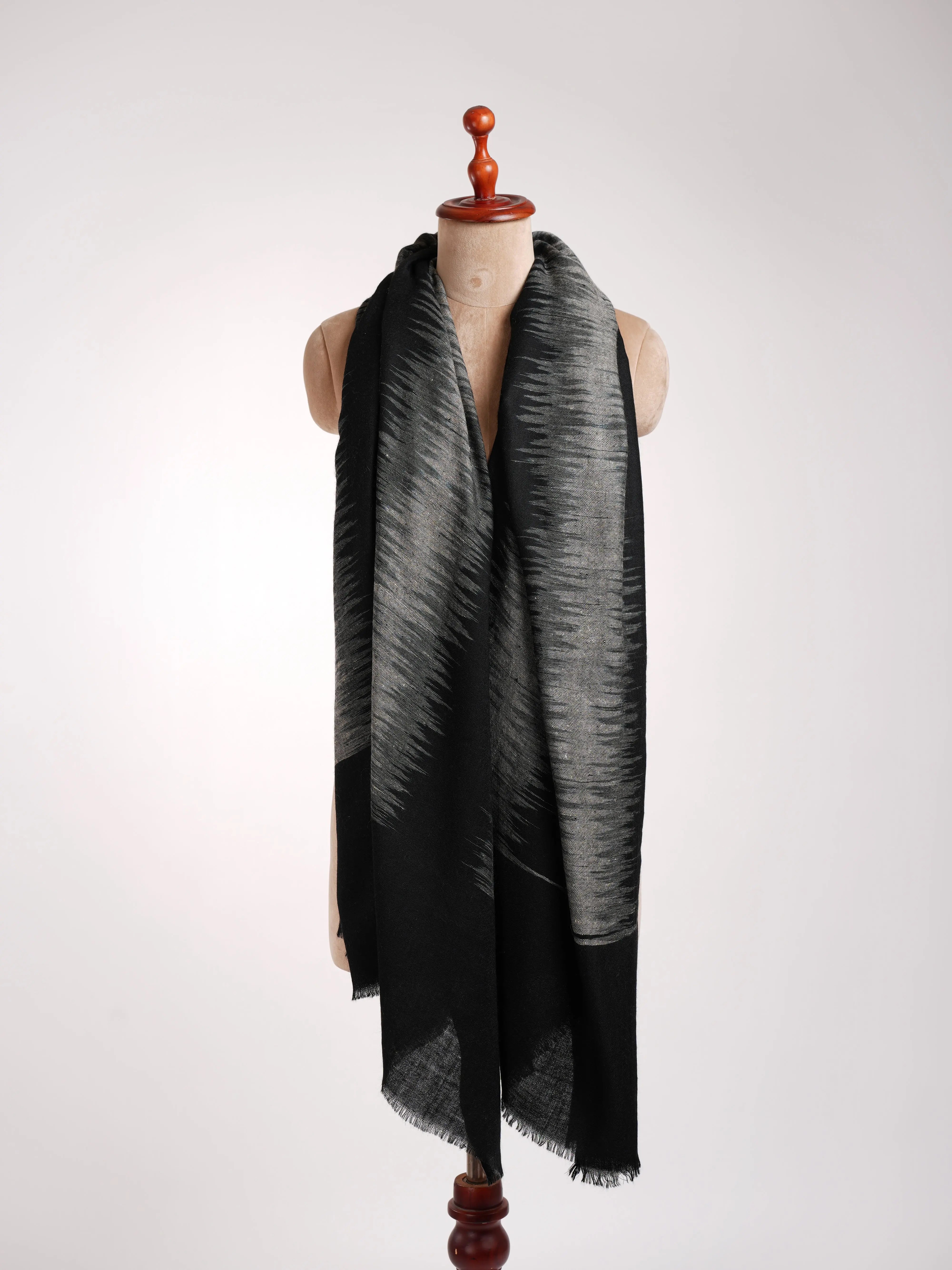 Zebra Stripe Black and White Artistic Pashmina Shawl Shahkaar