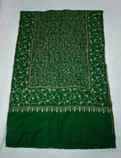 green 100% pure pashmina stole Shahkaar