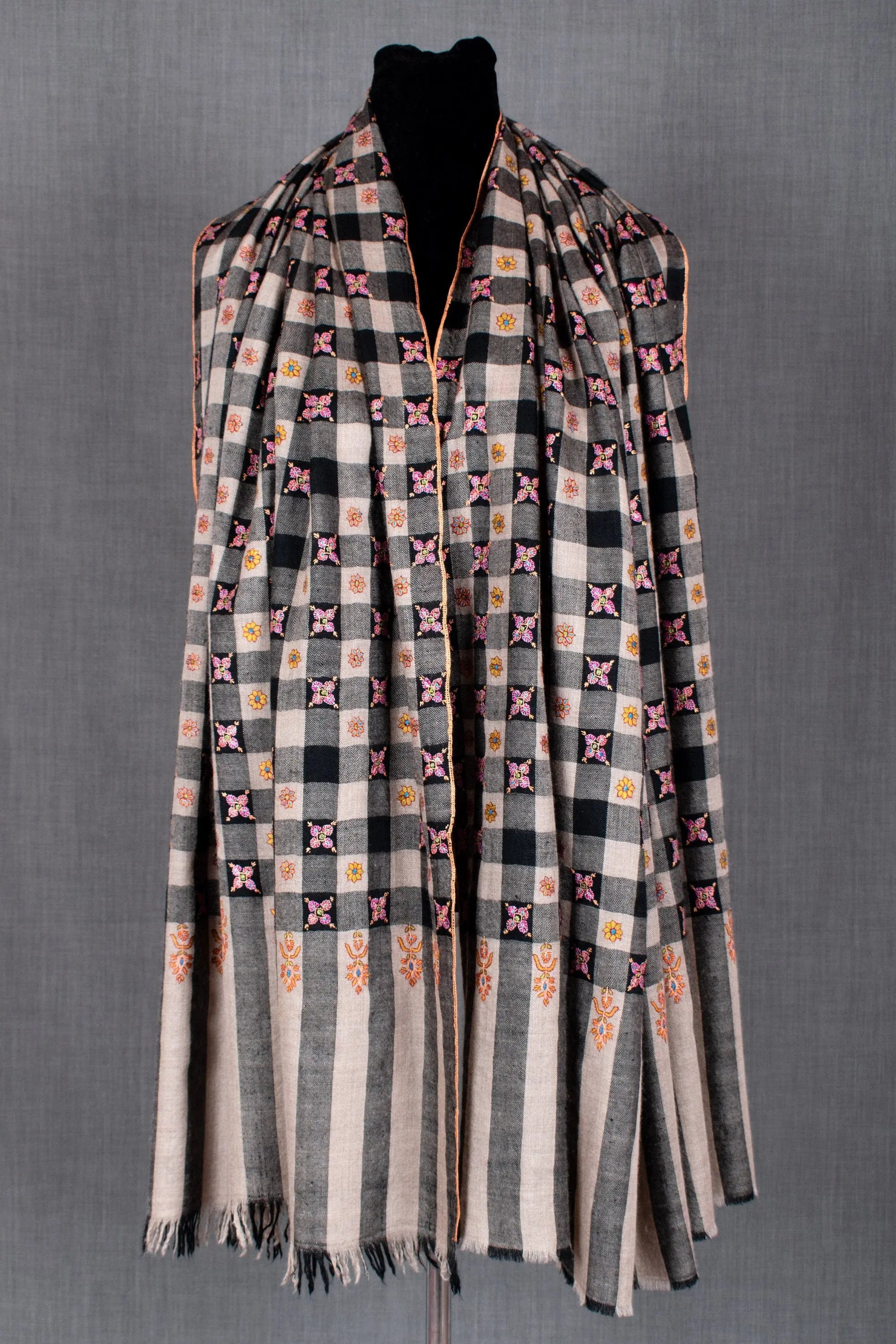 kashmiri shawl, Rubaya Butidaar Kashmiri Shawl, Pure Pashmina Wrap, 40x80" Shahkaar