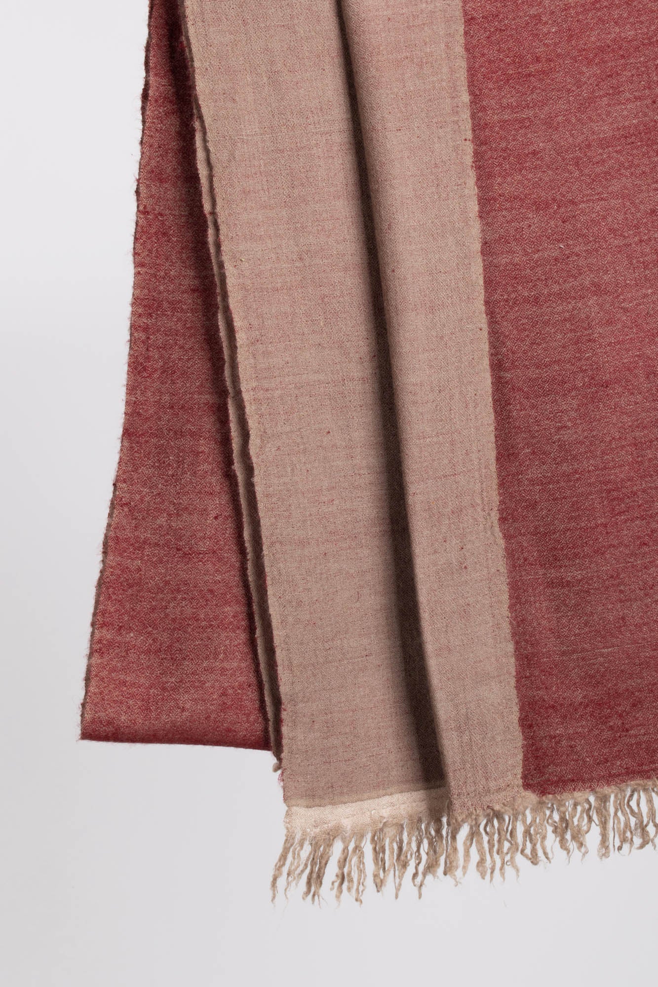 Hand Spun Red and Beige Dual Shade Pashmina Shawl - PRESCOTT