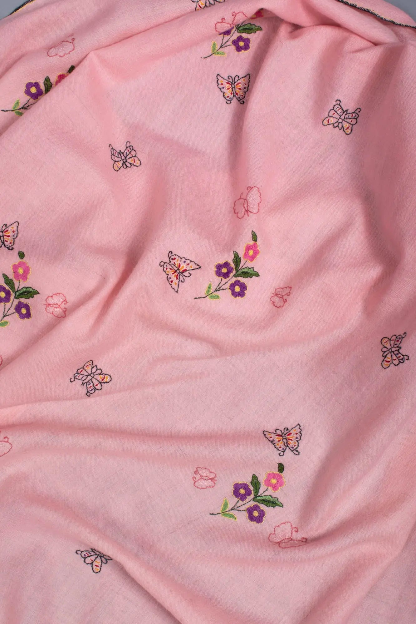 Baby Pink Handspun Pashmina Shawl - YARMUK Shahkaar