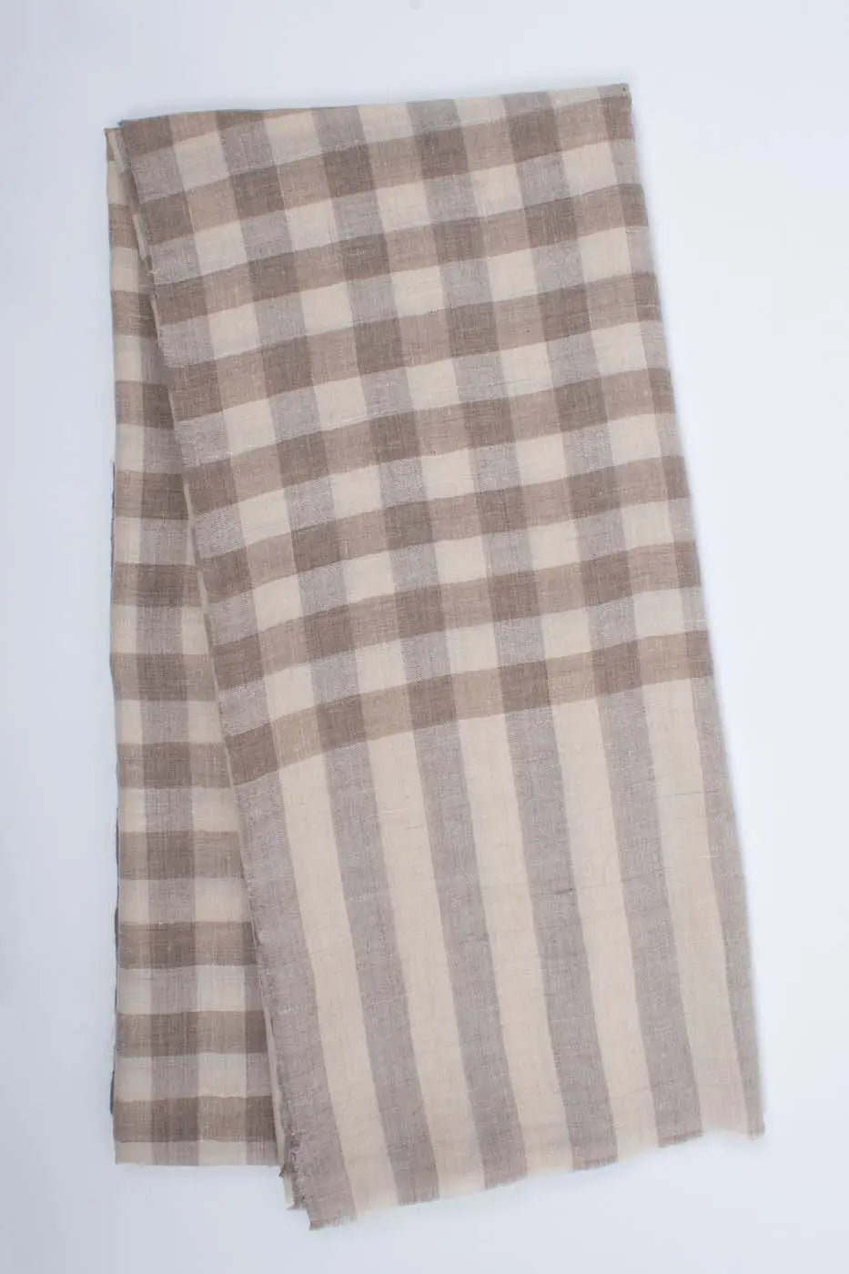 Beige and White Cashmere Shawl - MIANWALI Shahkaar