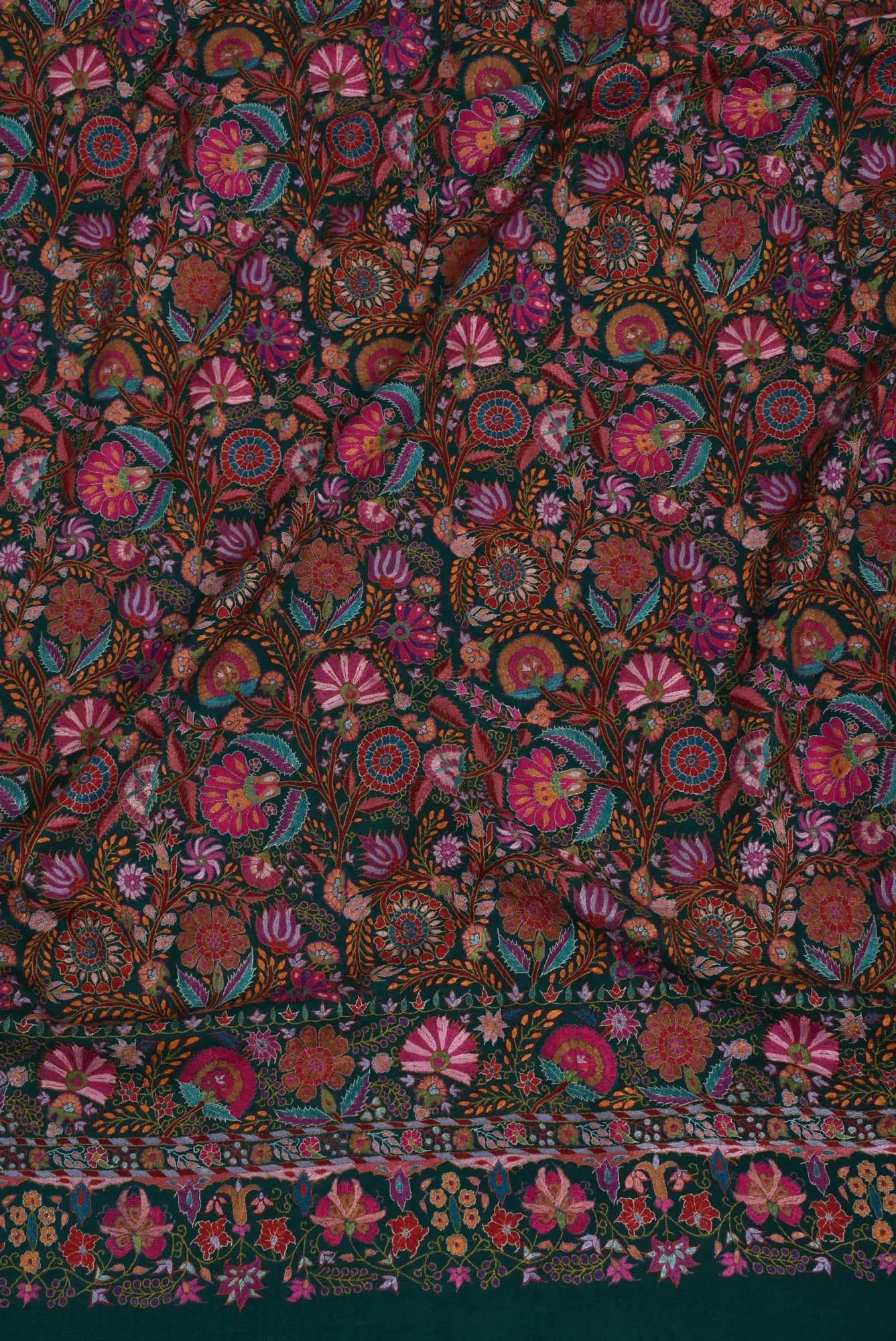 Forest Green Wedding Pashmina Shawl - HATLEY Shahkaar