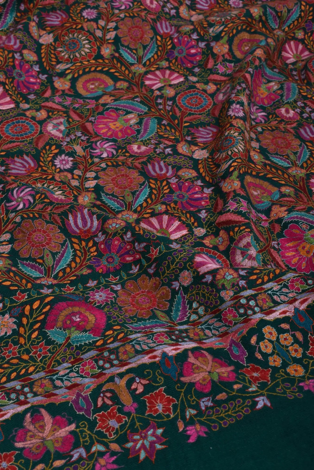 Forest Green Wedding Pashmina Shawl - HATLEY Shahkaar