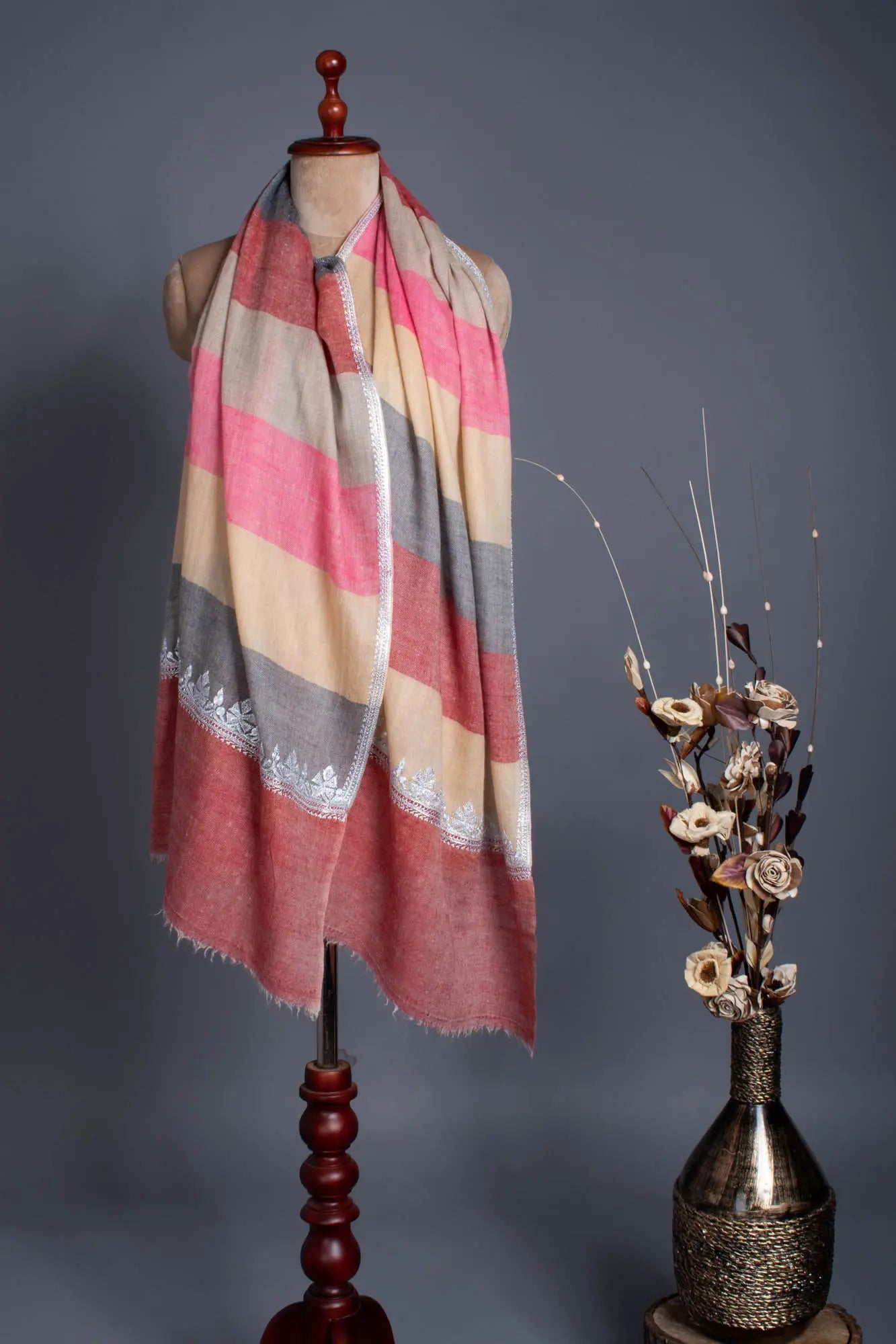 Hand Tilla Embroidered Cashmere Scarf - CALGARY Shahkaar