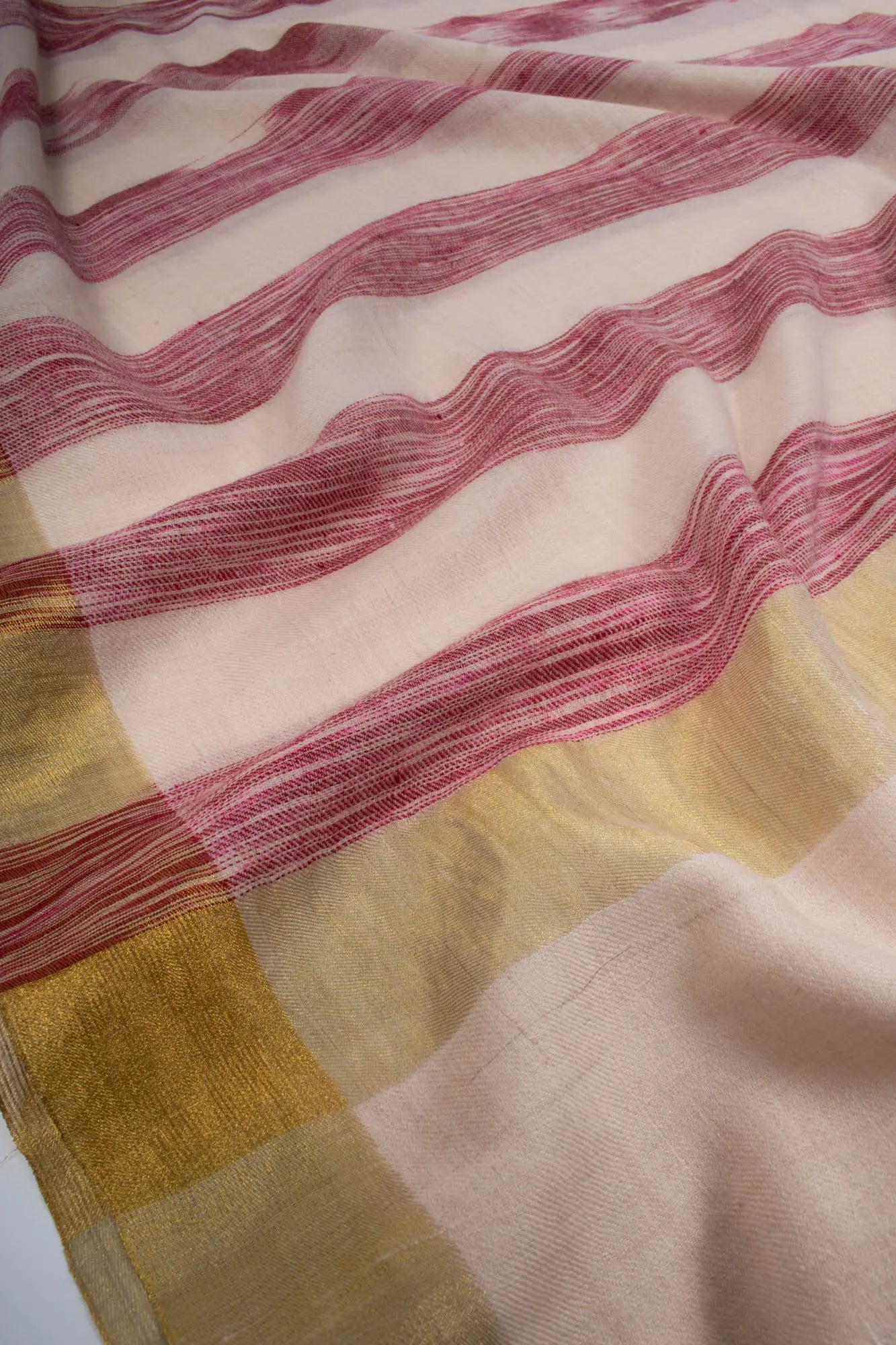 Handloomed Pashmina Shawl with Zari Stripes - SALTILLO Shahkaar