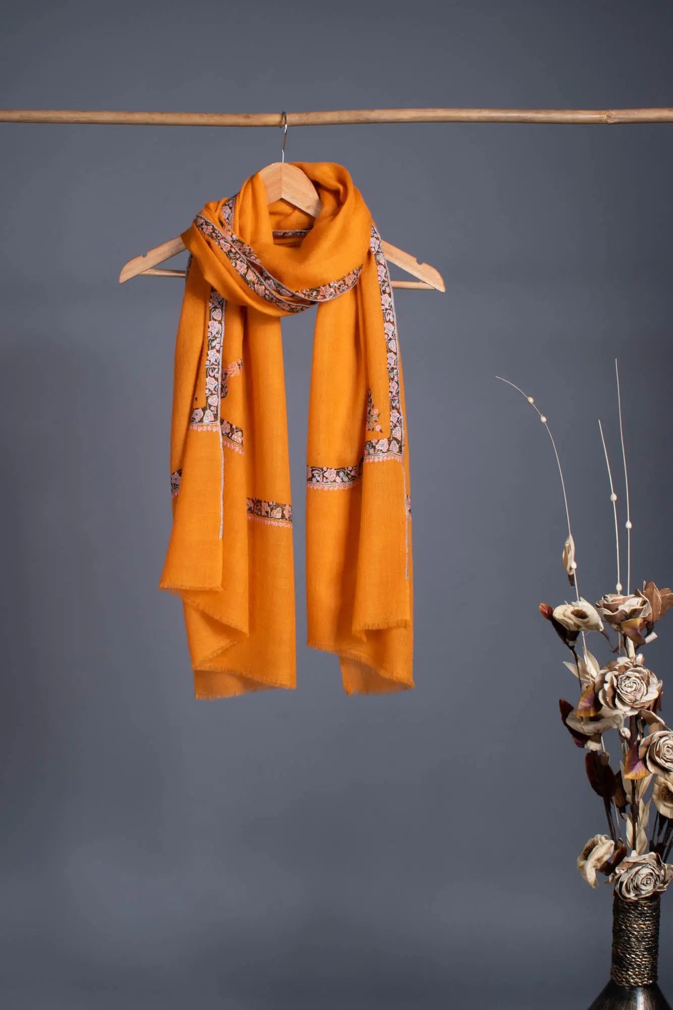 Tangerine Hand Embroidered Cashmere - SAN DIEGO Shahkaar
