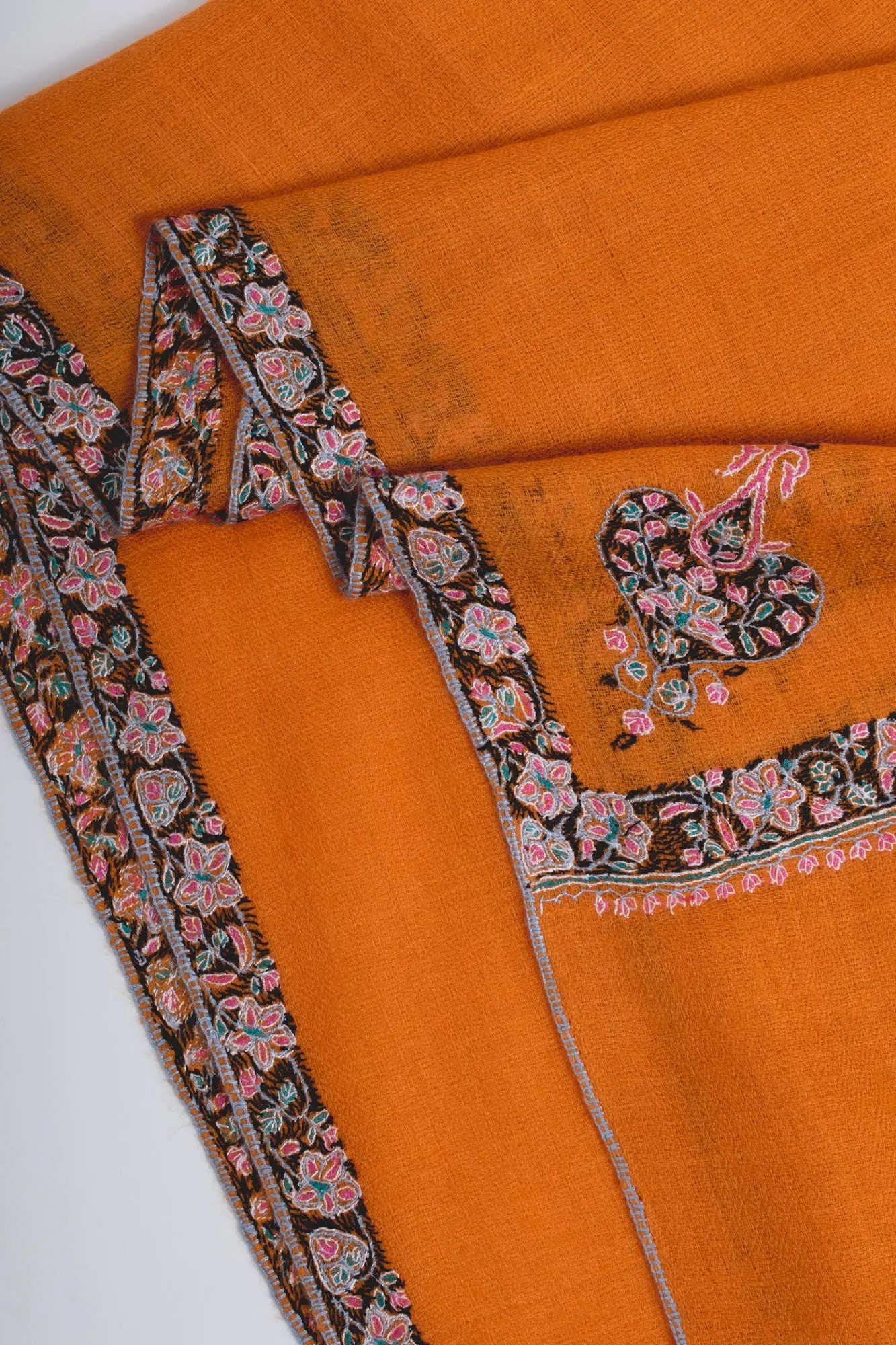 Tangerine Hand Embroidered Cashmere - SAN DIEGO Shahkaar