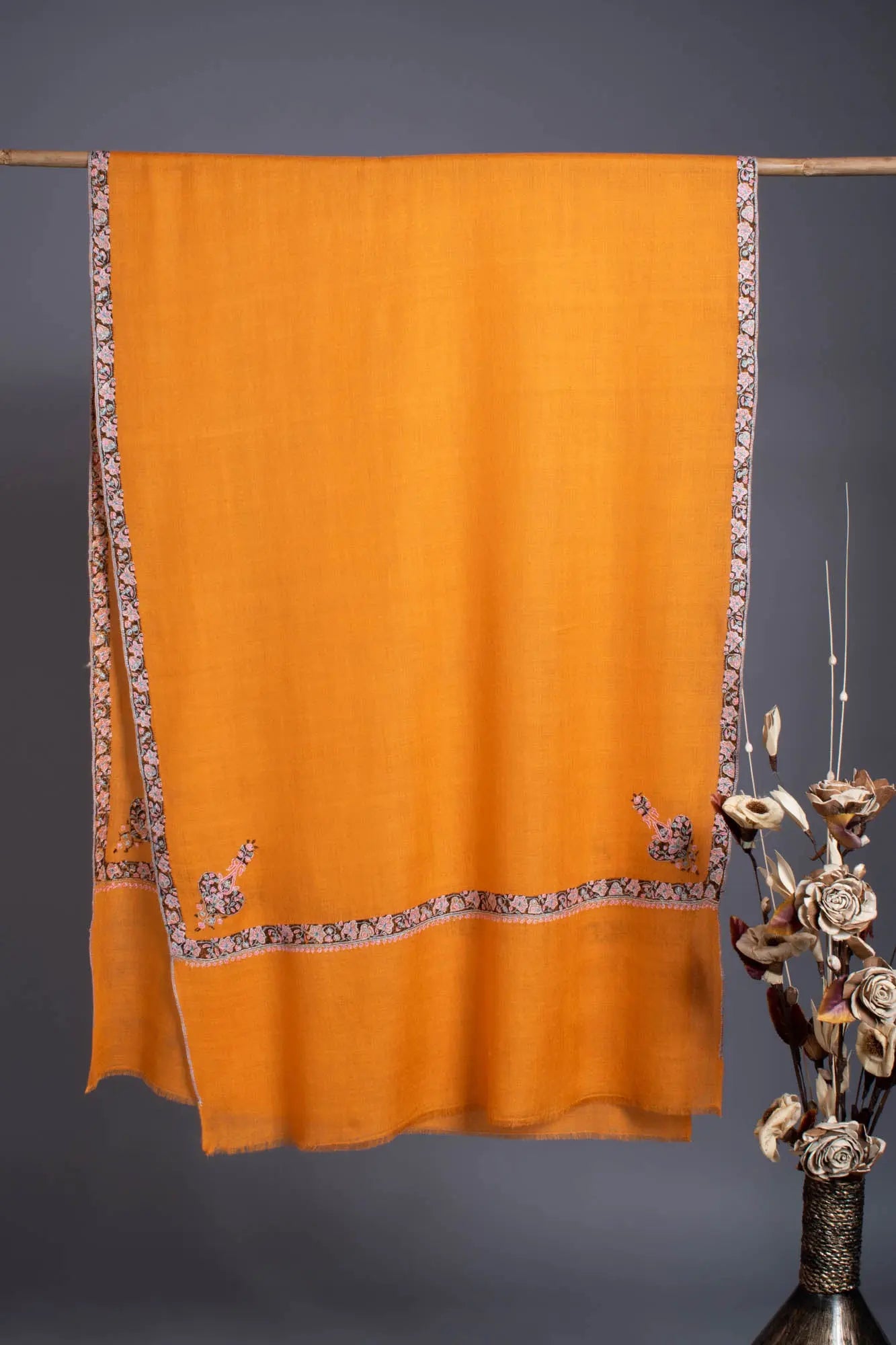 Tangerine Hand Embroidered Cashmere - SAN DIEGO Shahkaar