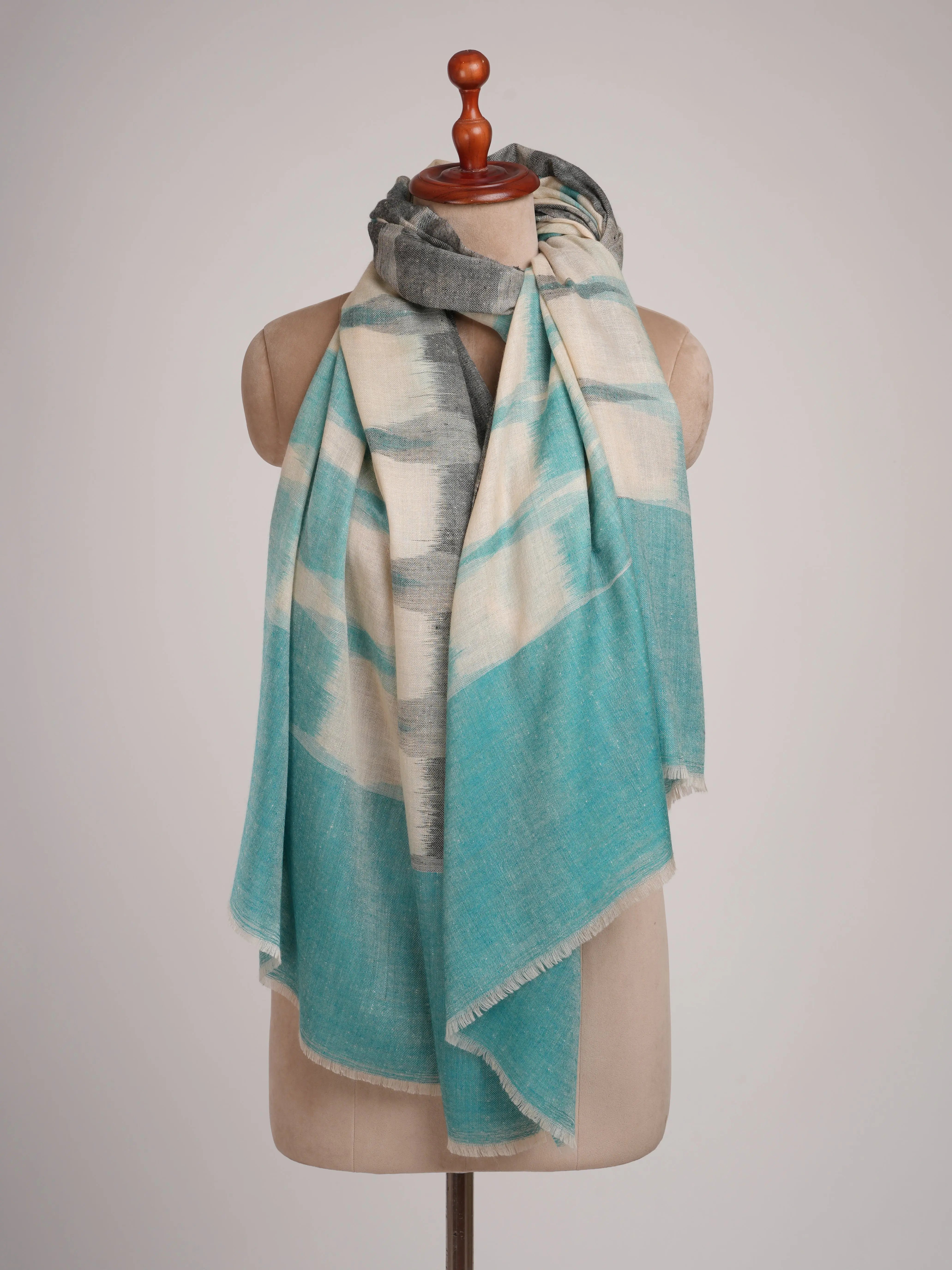 Artic Blue Handwoven Pashmina Shawl Shahkaar