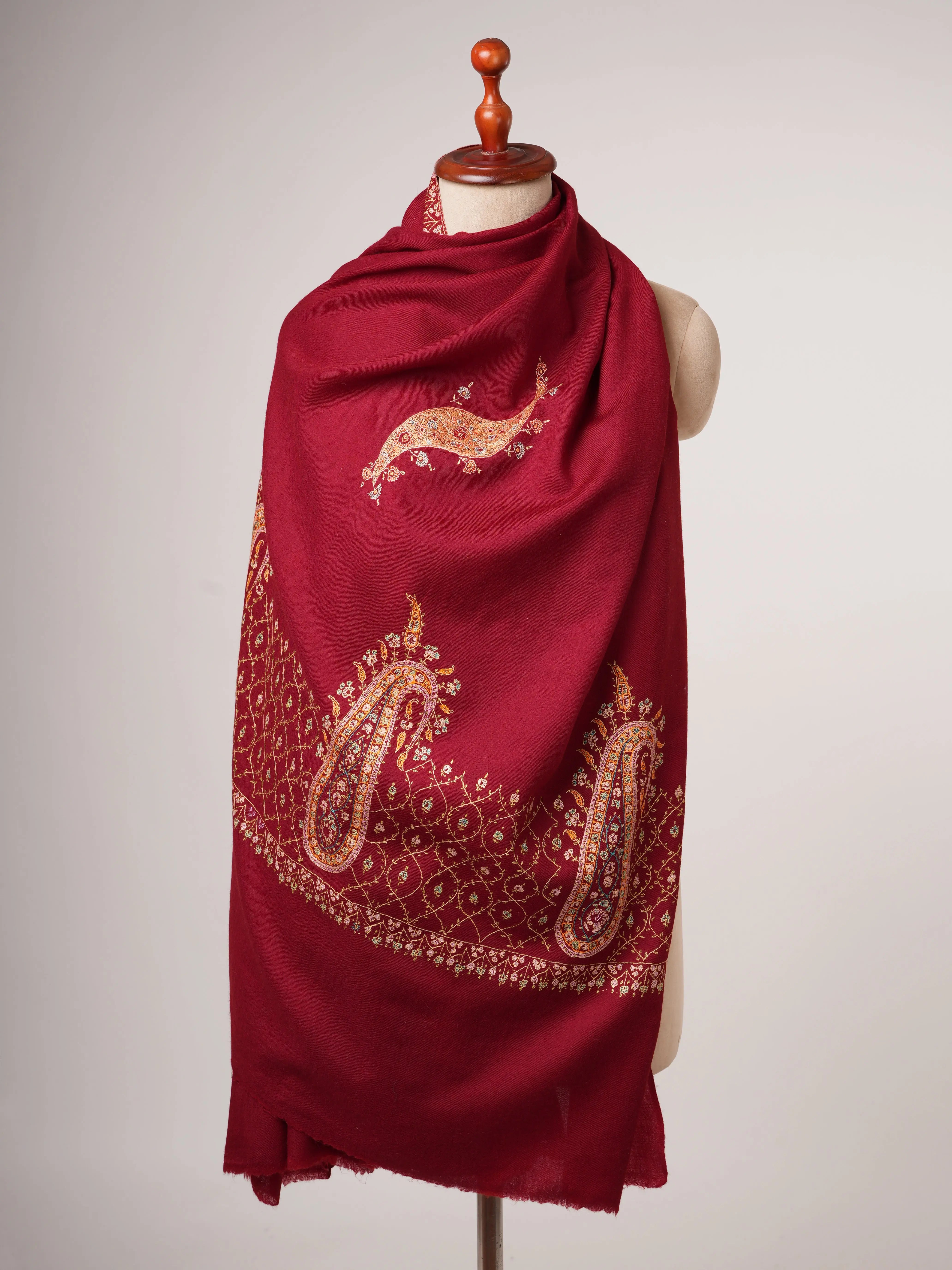 Artisan Crafted Fine Wool Shawl with Intricate Hand Stitching Shahkaar