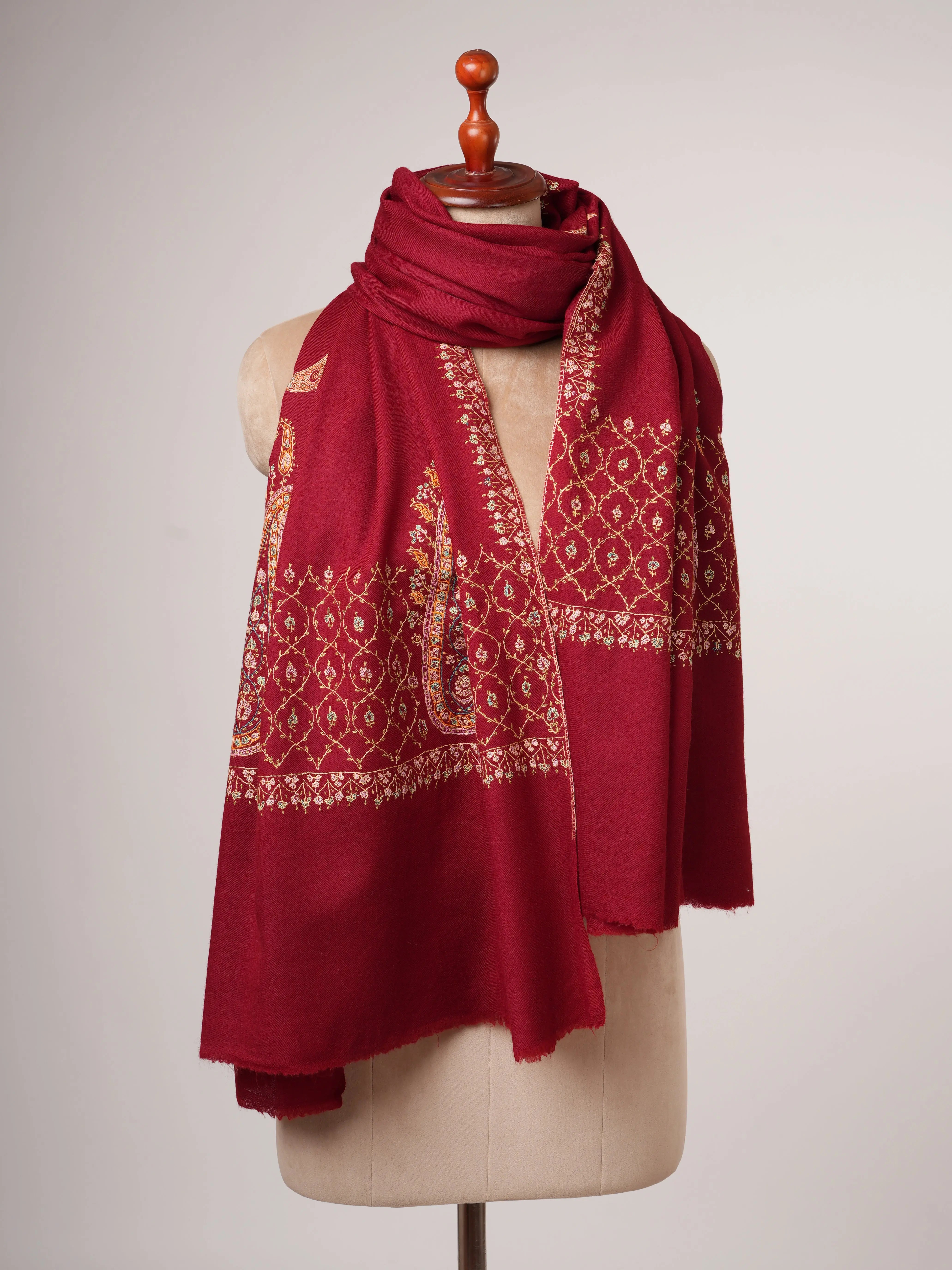 Artisan Crafted Fine Wool Shawl with Intricate Hand Stitching Shahkaar