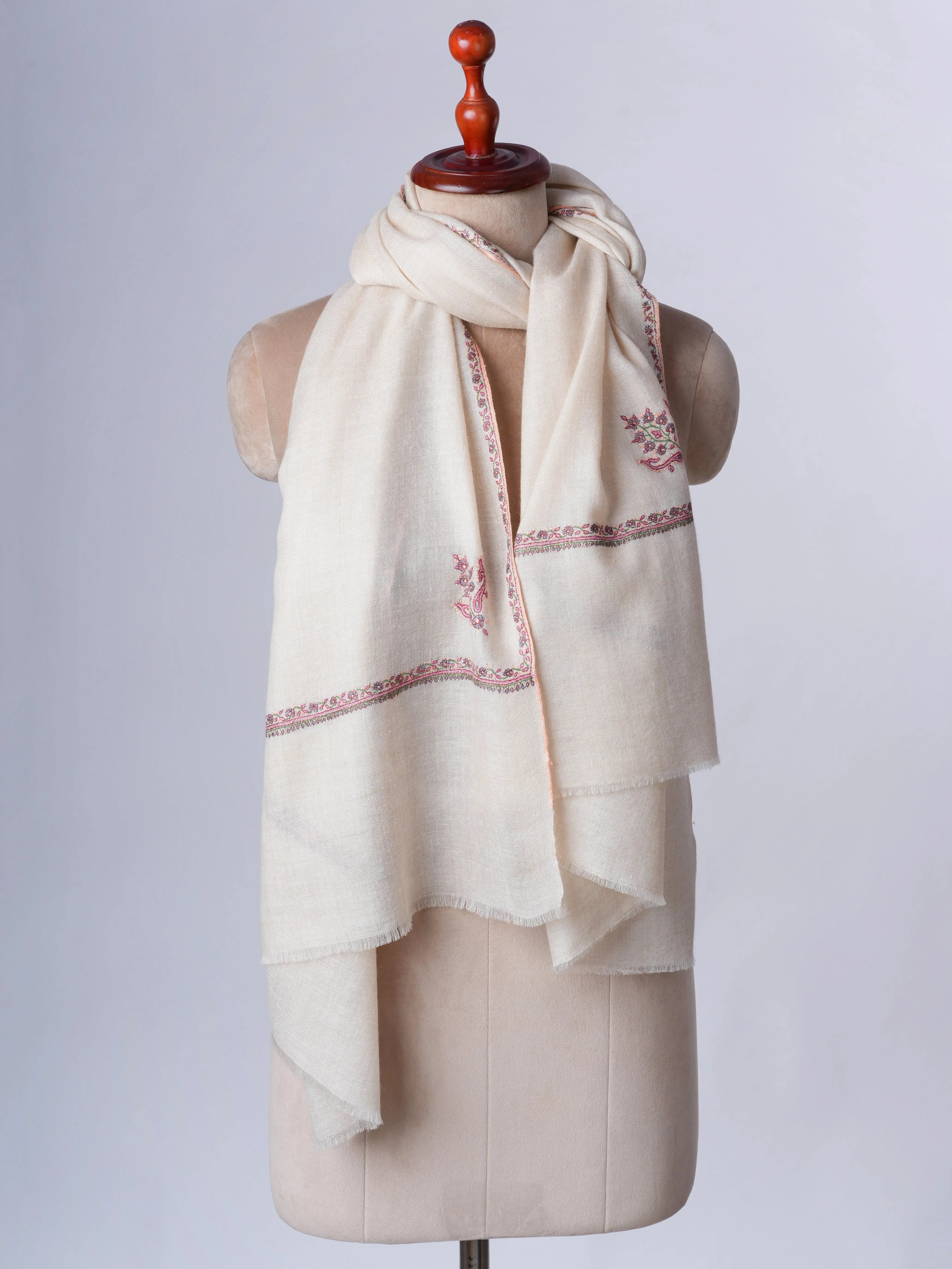 Artisan Made Cashmere Scarf with Bail Hand Embroidery – Hand Embroidered Shahkaar