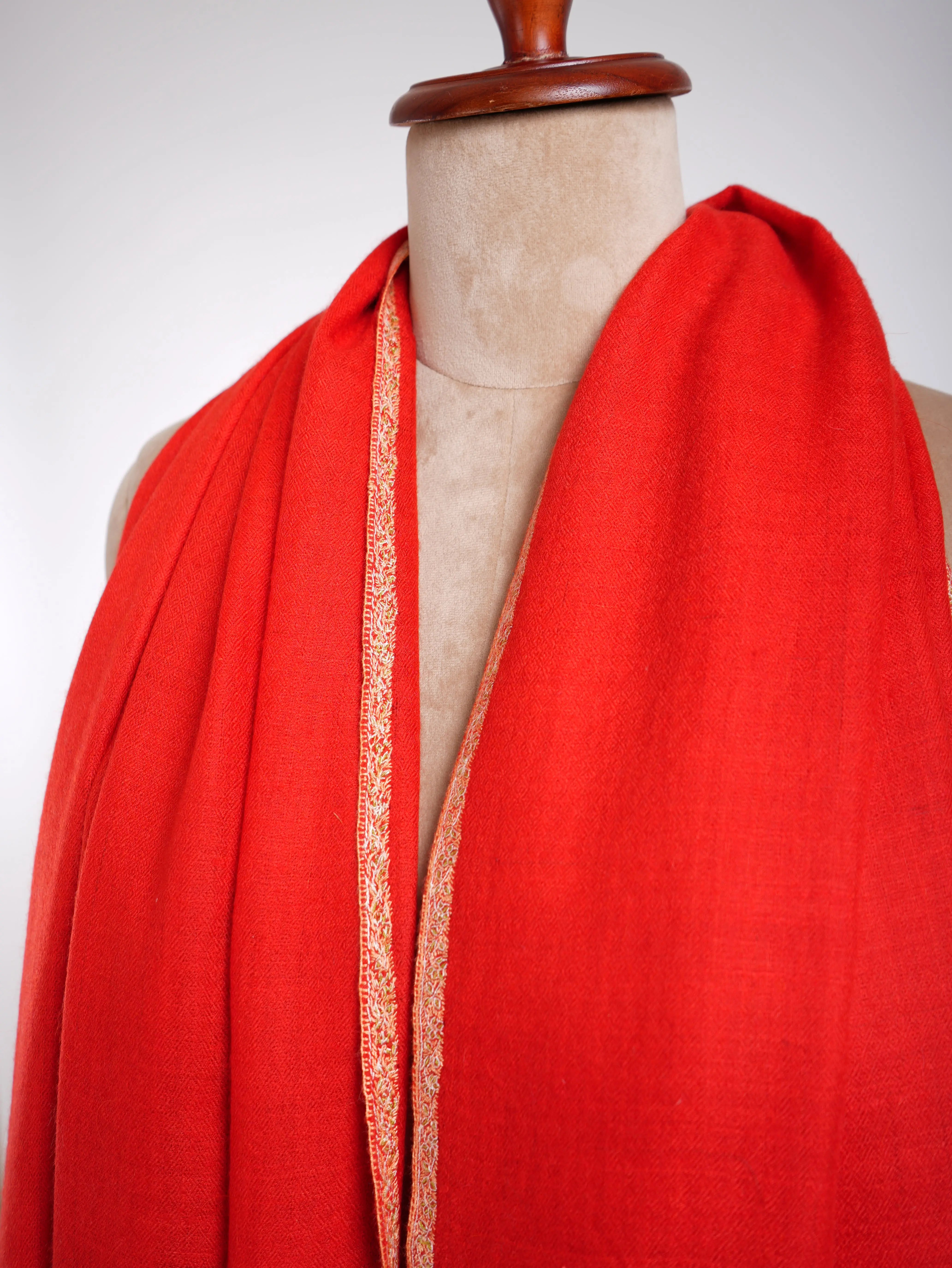 Baildar Handmade Bridal Pashmina Shawl Red Shahkaar